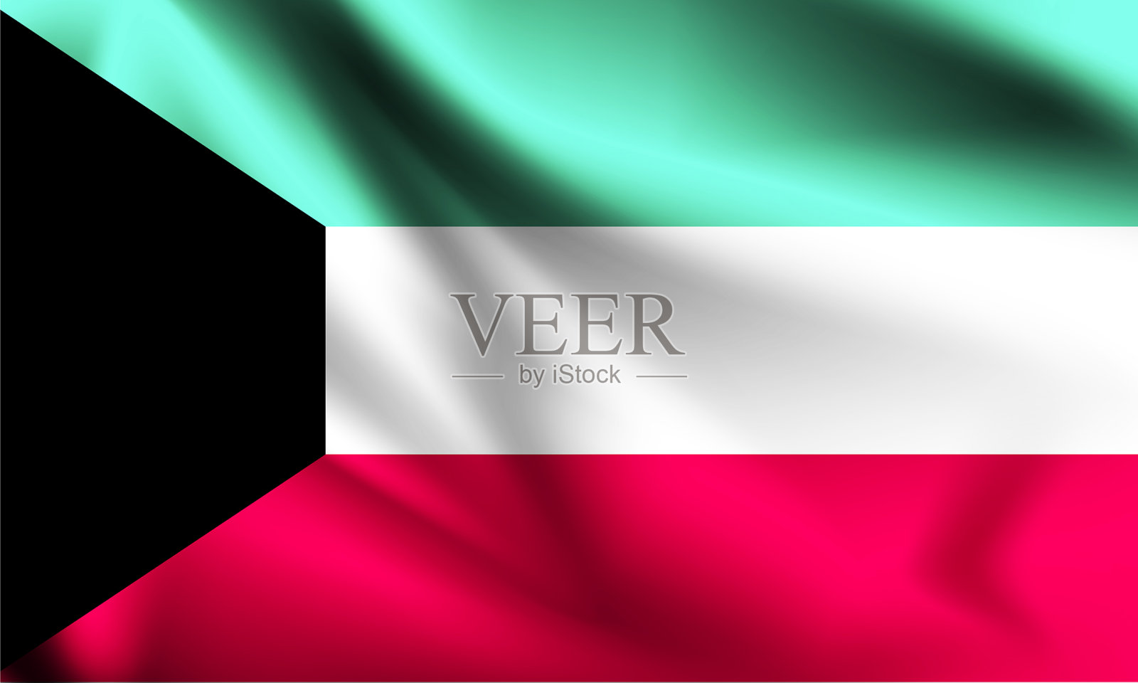 科威特国旗挥舞着插画图片素材