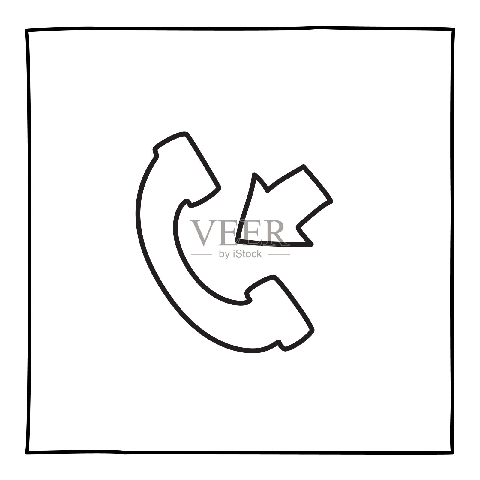 用细黑线手绘来电图标或标志。插画图片素材