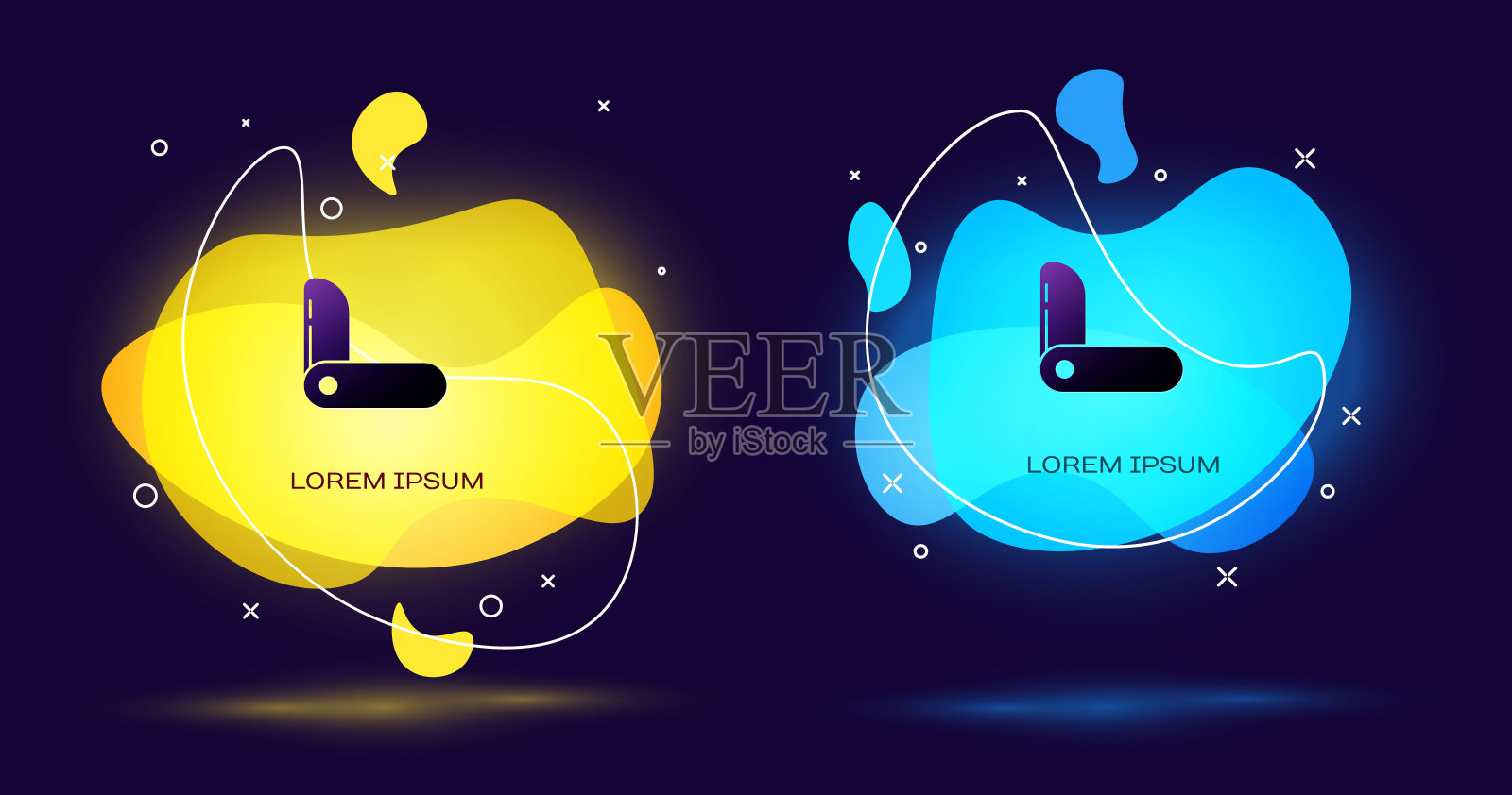 黑色瑞士军刀图标孤立在黑色背景。多刀,多功能小刀。多功能工具。带有液体形状的抽象横幅。矢量图设计模板素材