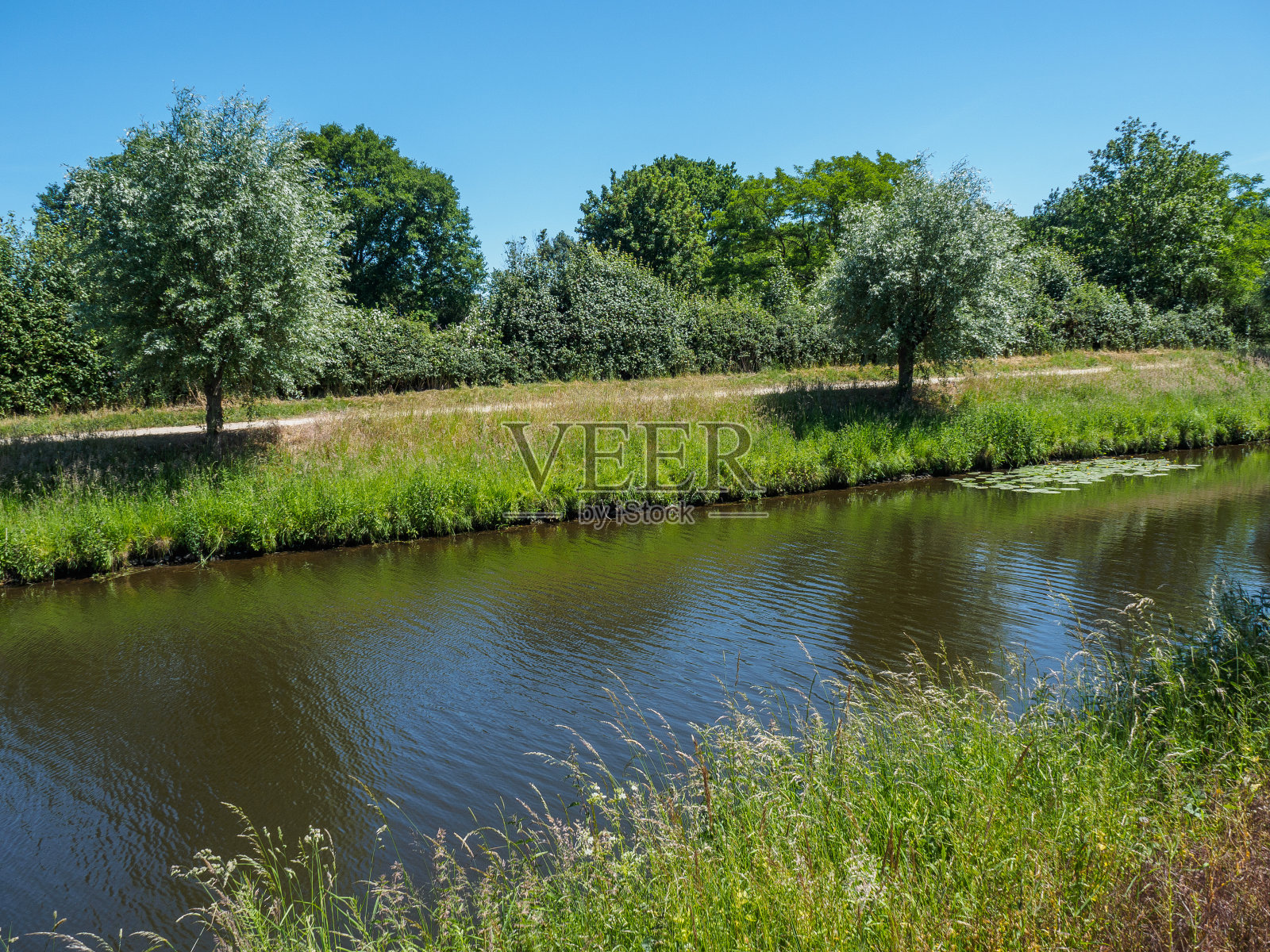 伯克尔河和德国的一个小湖照片摄影图片