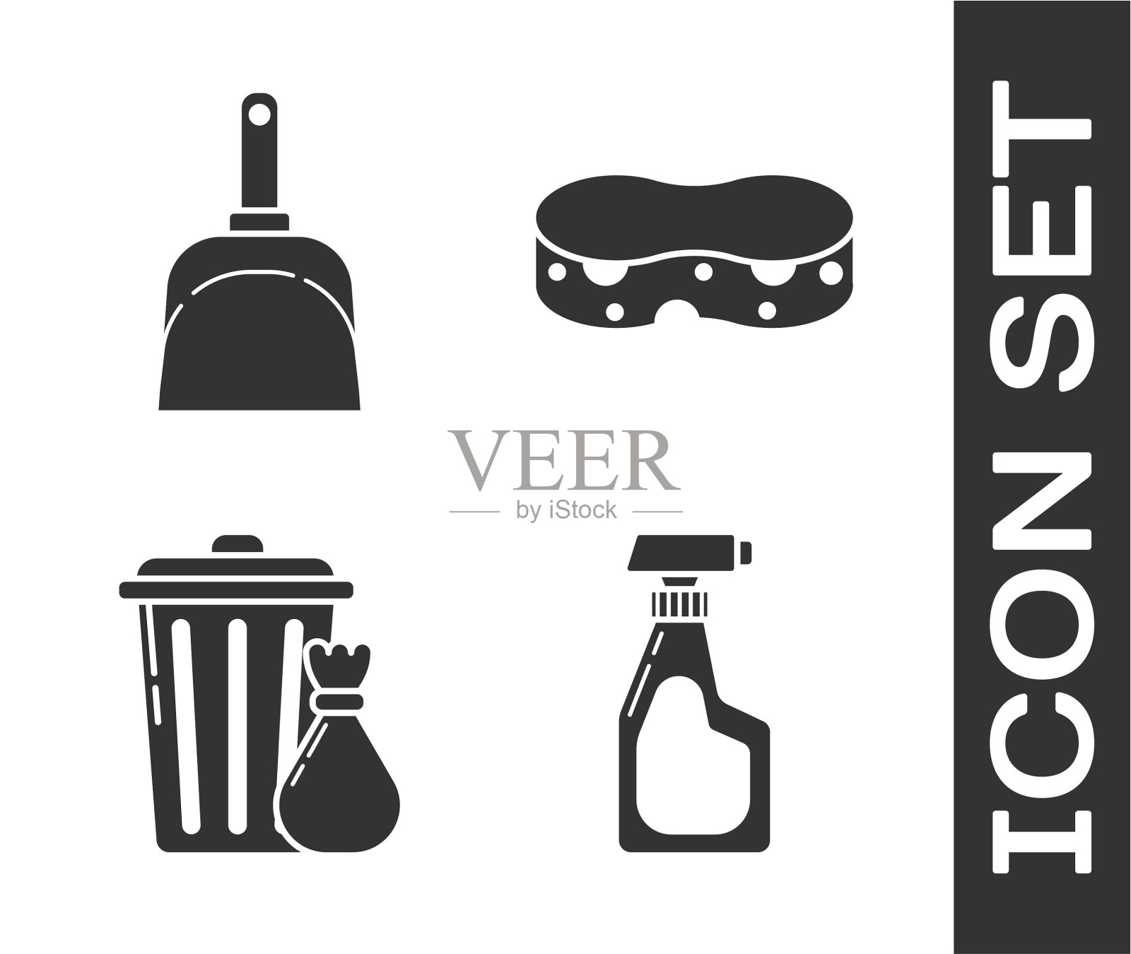 在清洁喷雾瓶中加入清洁剂图标素材