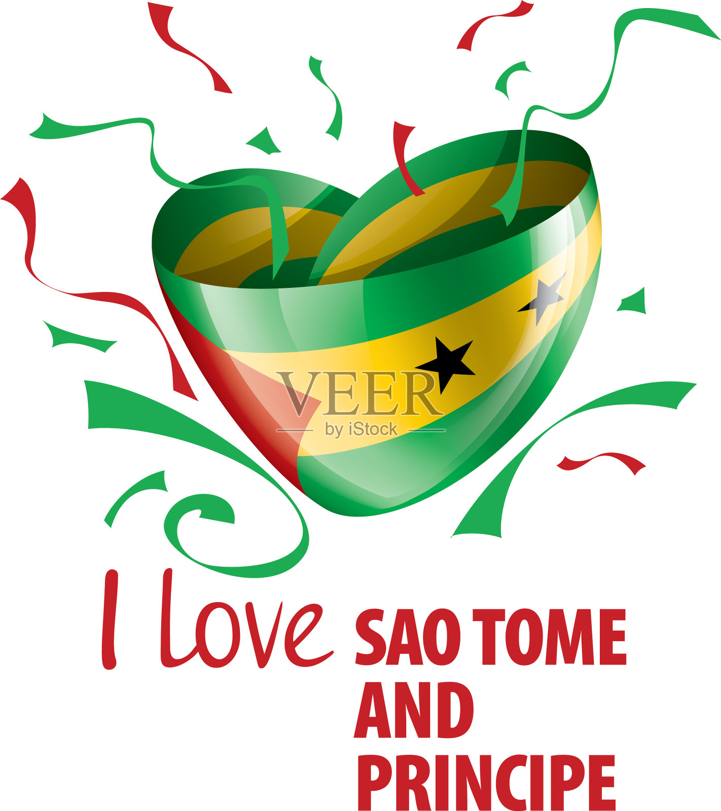 国旗在圣多美和普林西比插画图片素材