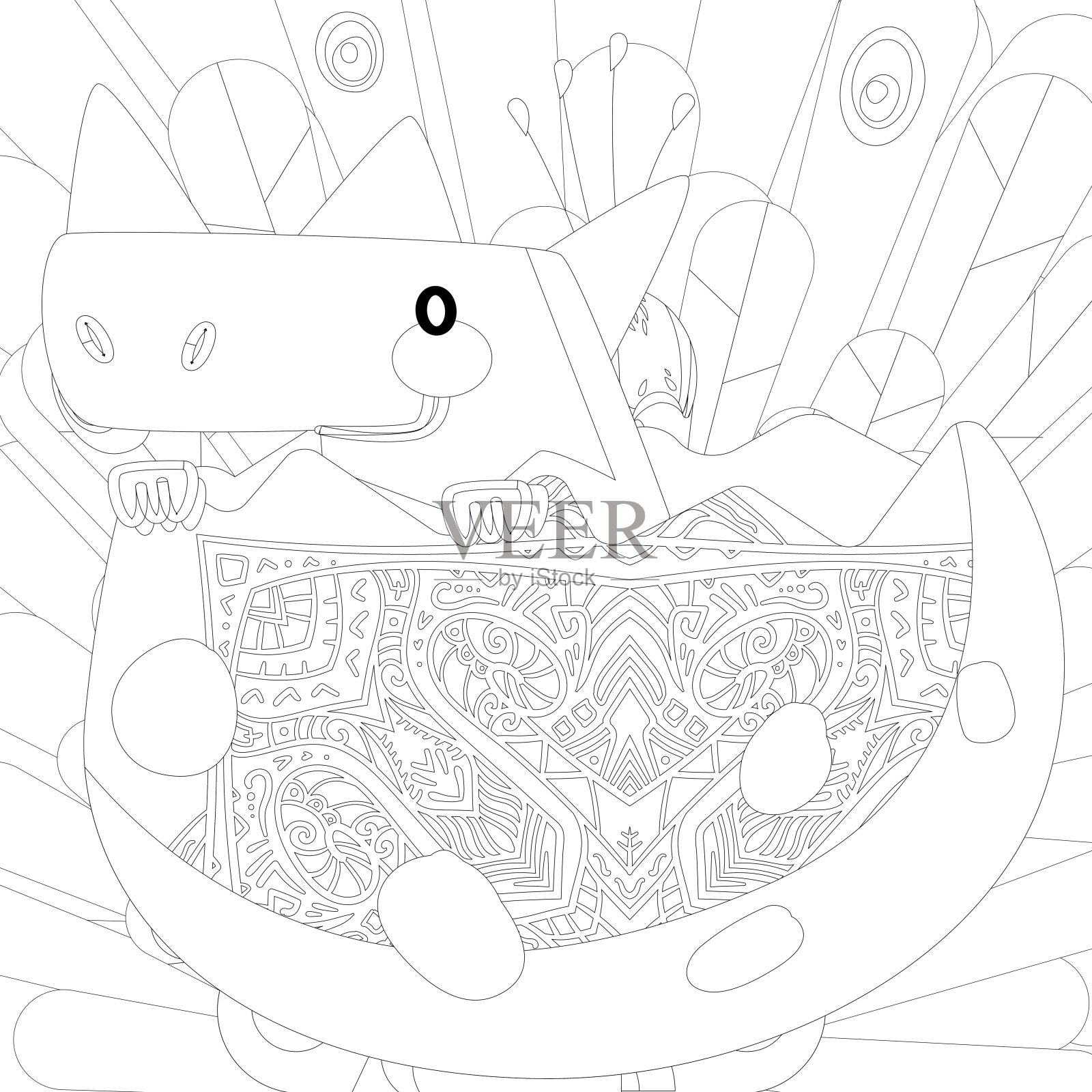 恐龙腕龙插图适合任何平面设计项目,如着色书和教育插画图片素材