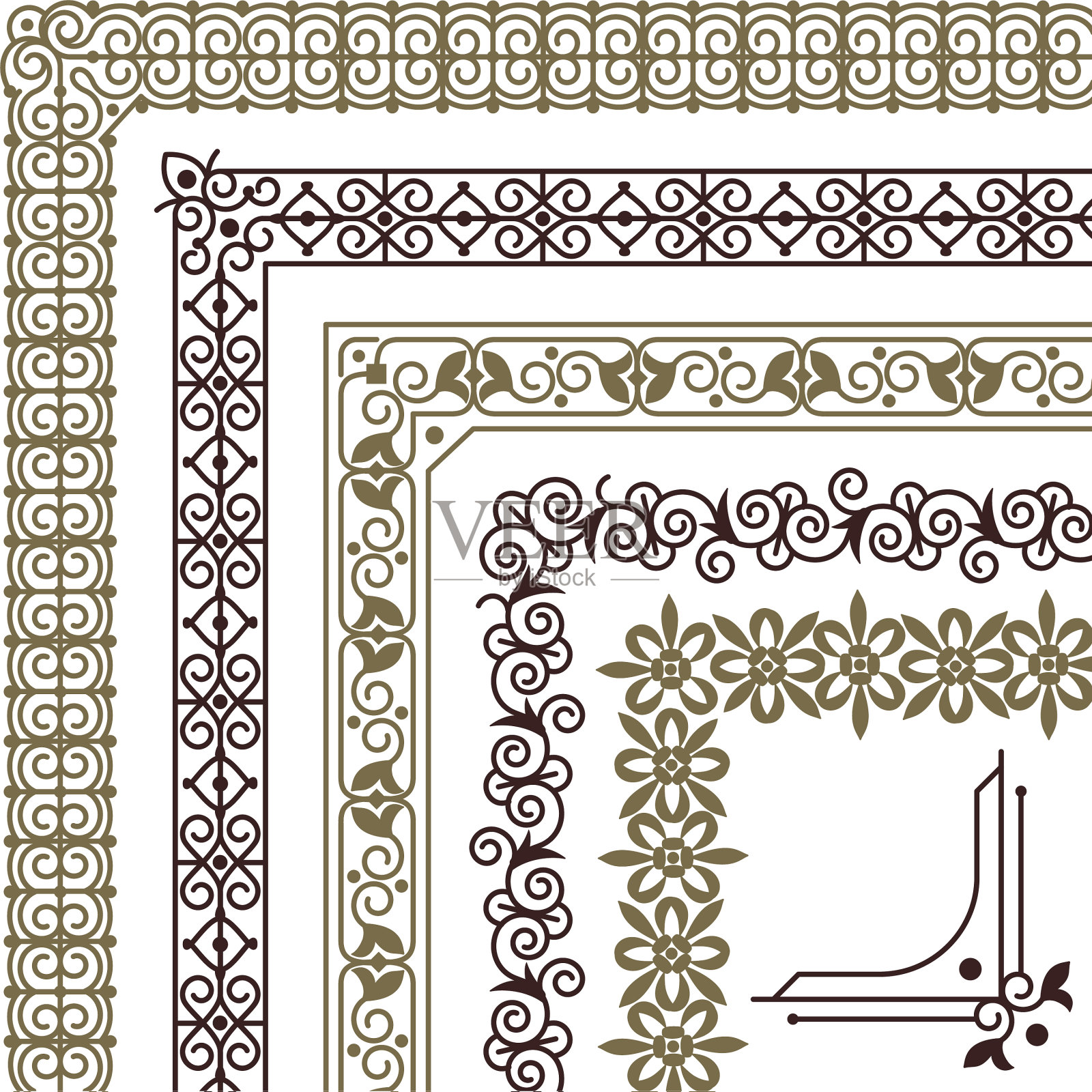 无缝角上金银丝繁盛点缀插画图片素材