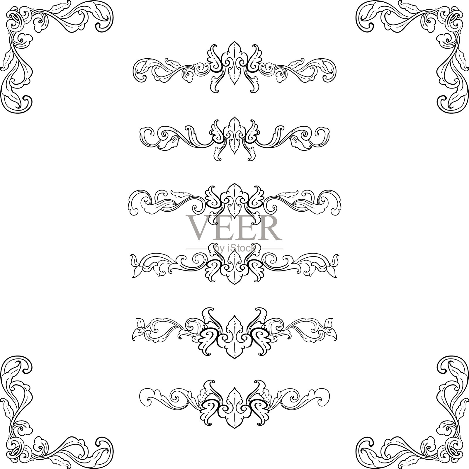 集古典繁盛装饰框架复古插画图片素材