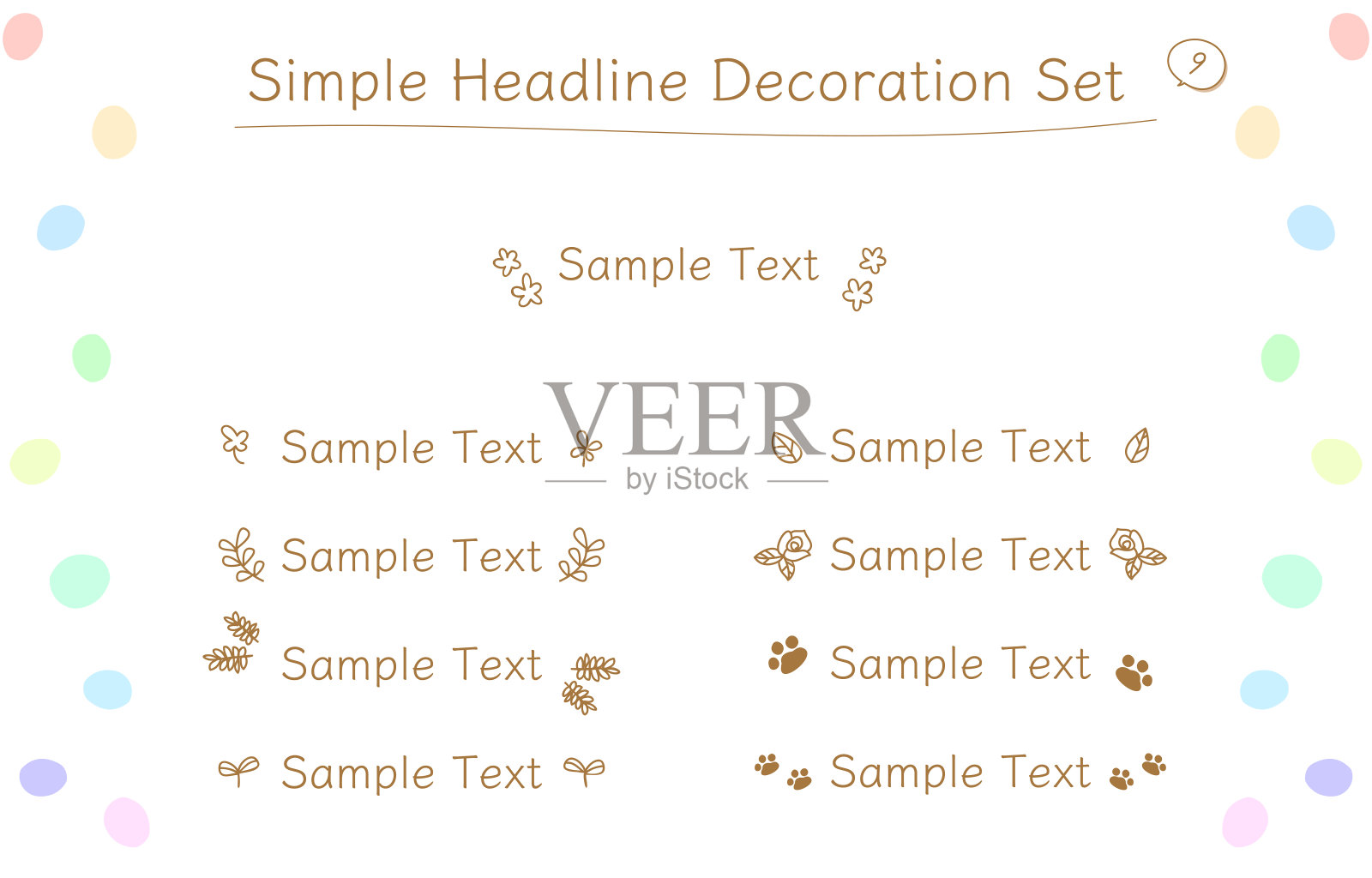 九款手绘简约标题装饰图案插画合集插画图片素材