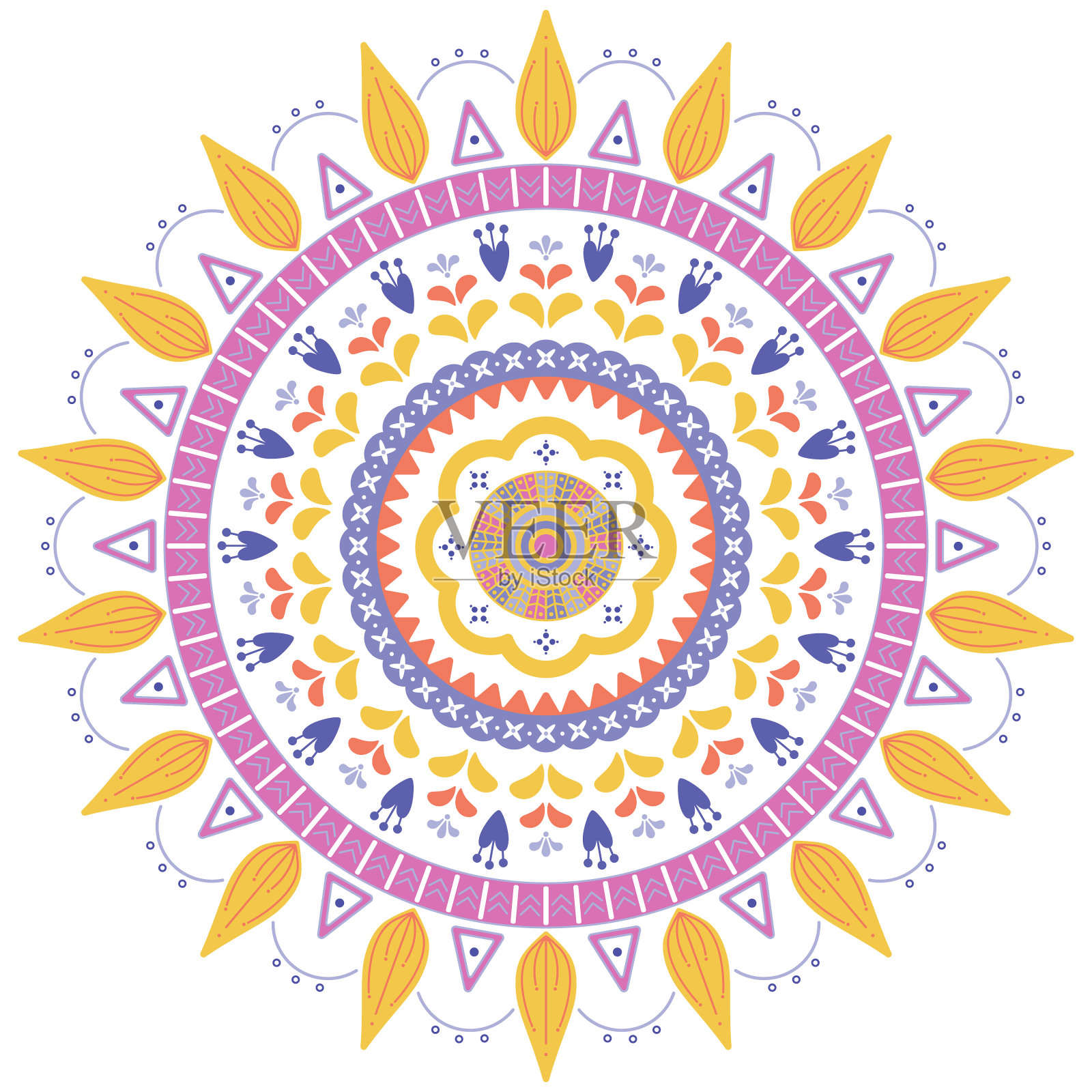 民族民间花坛。自然草的象征。适用于印花、纺织、时装插画图片素材