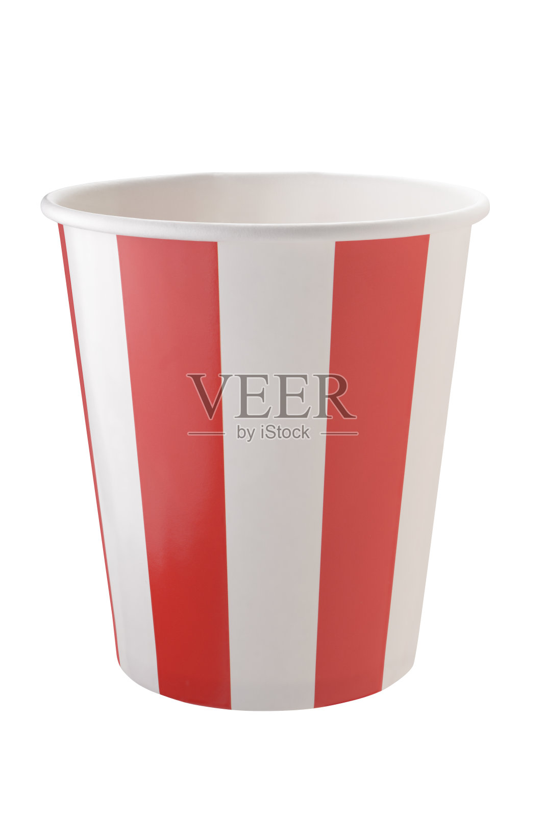 一次性纸杯,有竖线。孤立在白色背景上。用钢笔工具雕刻的。照片摄影图片