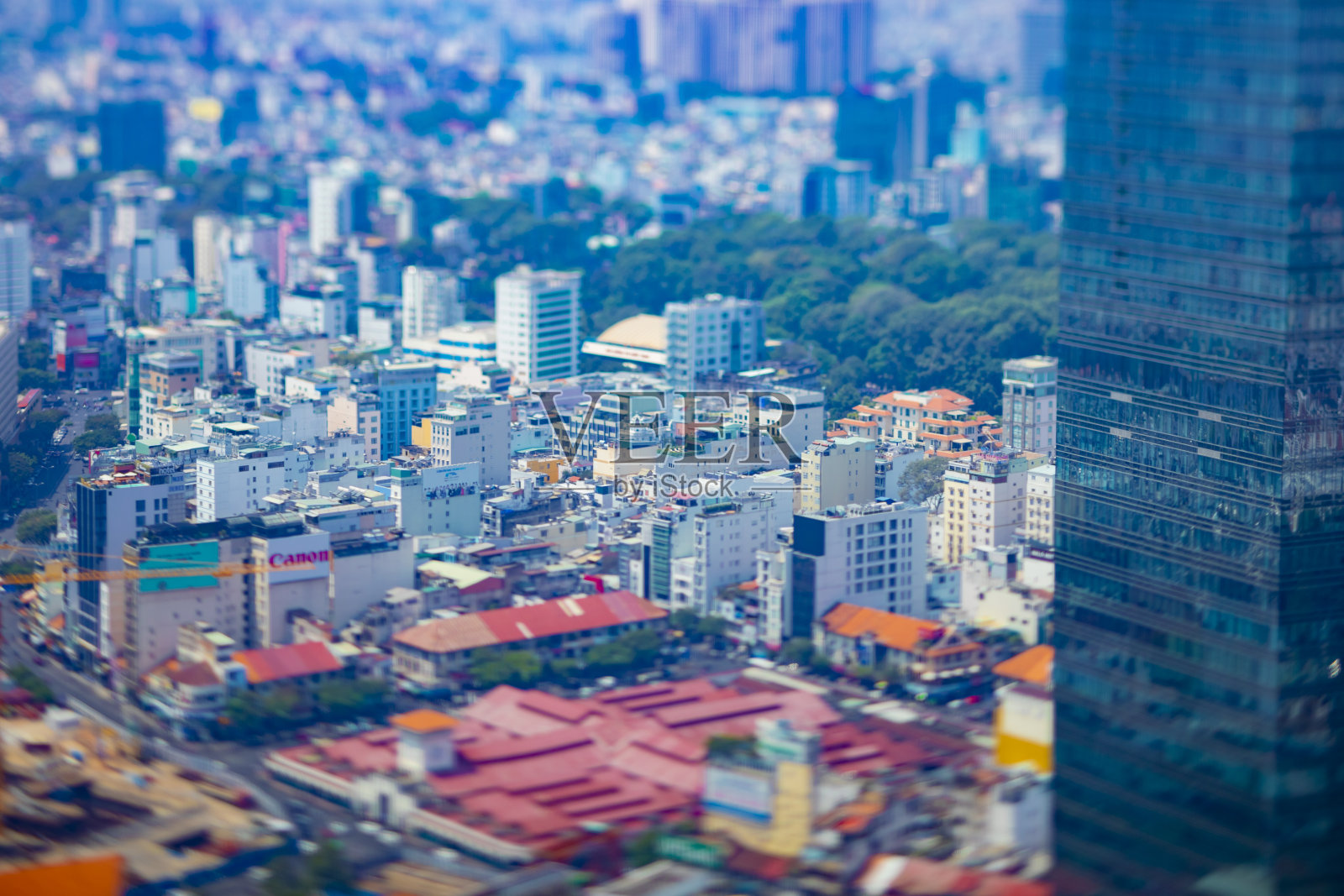 一个微型城市景观在胡志明高角度倾斜照片摄影图片