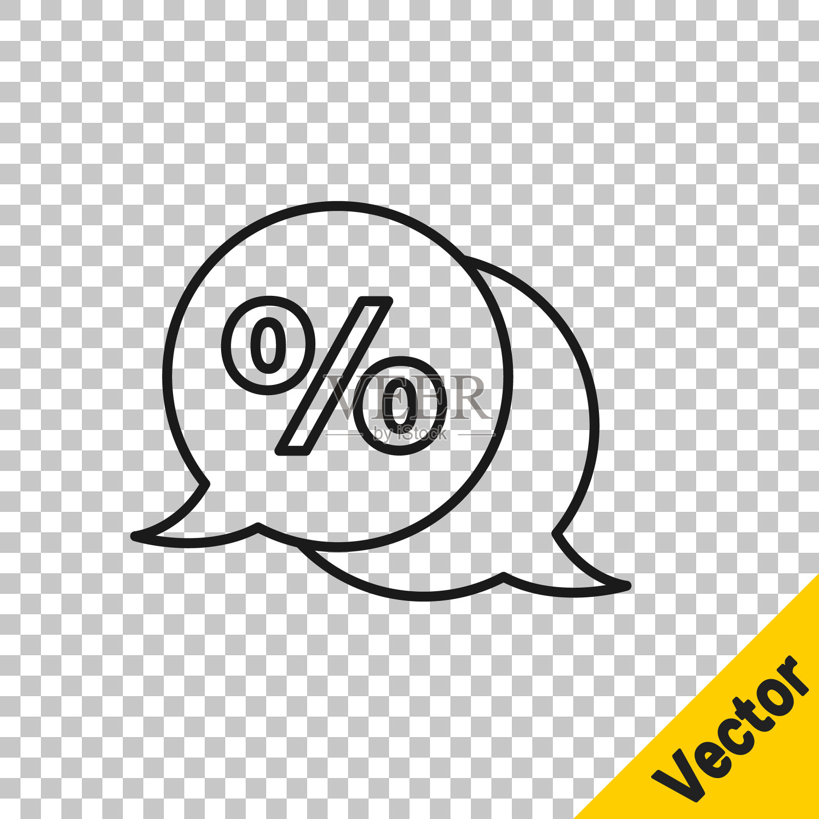 黑线折扣率标签图标孤立在透明背景上。购物标记符号。特别优惠的迹象。折扣券的象征。矢量图插画图片素材