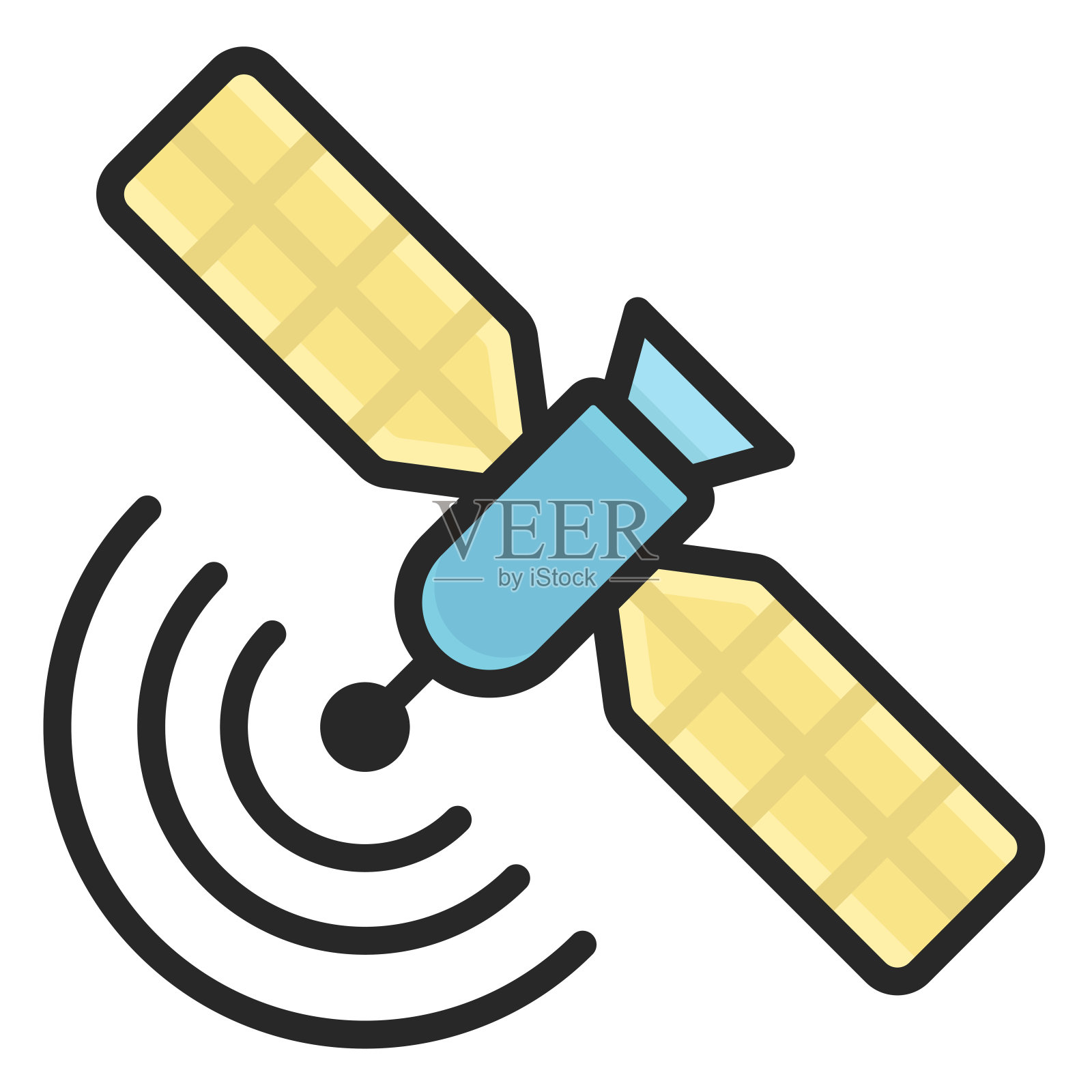 卫星的飞机插画图片素材