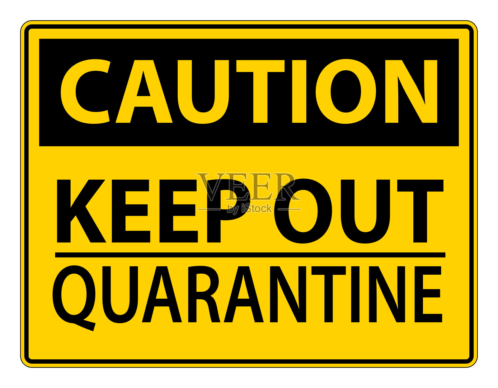 小心隔离检疫标志隔离在白色背景,矢量插图EPS.10插画图片素材