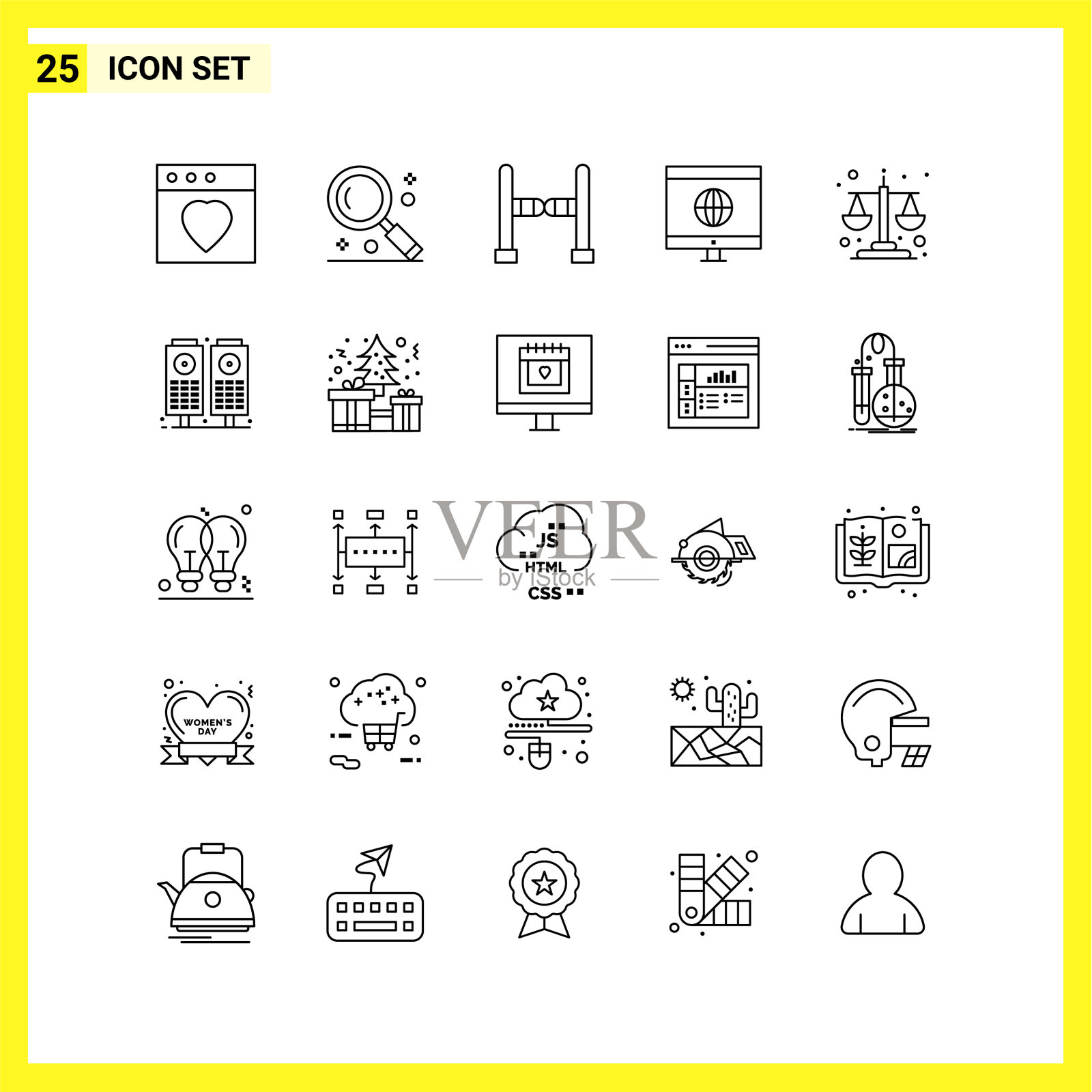 图标设置简单的线条符号大纲上签名图标素材