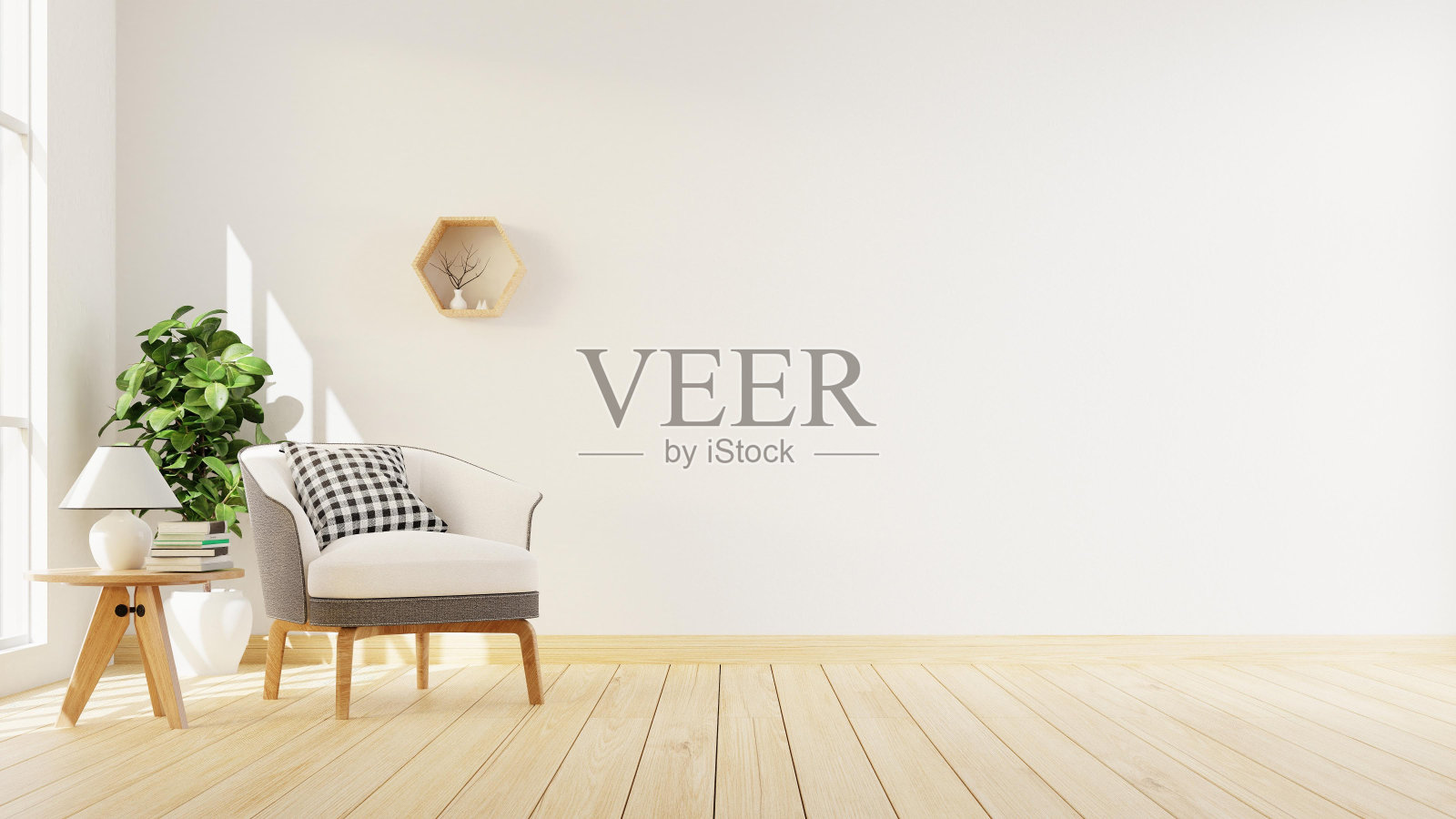 室内海报模拟客厅与彩色白色沙发。3 d渲染。照片摄影图片