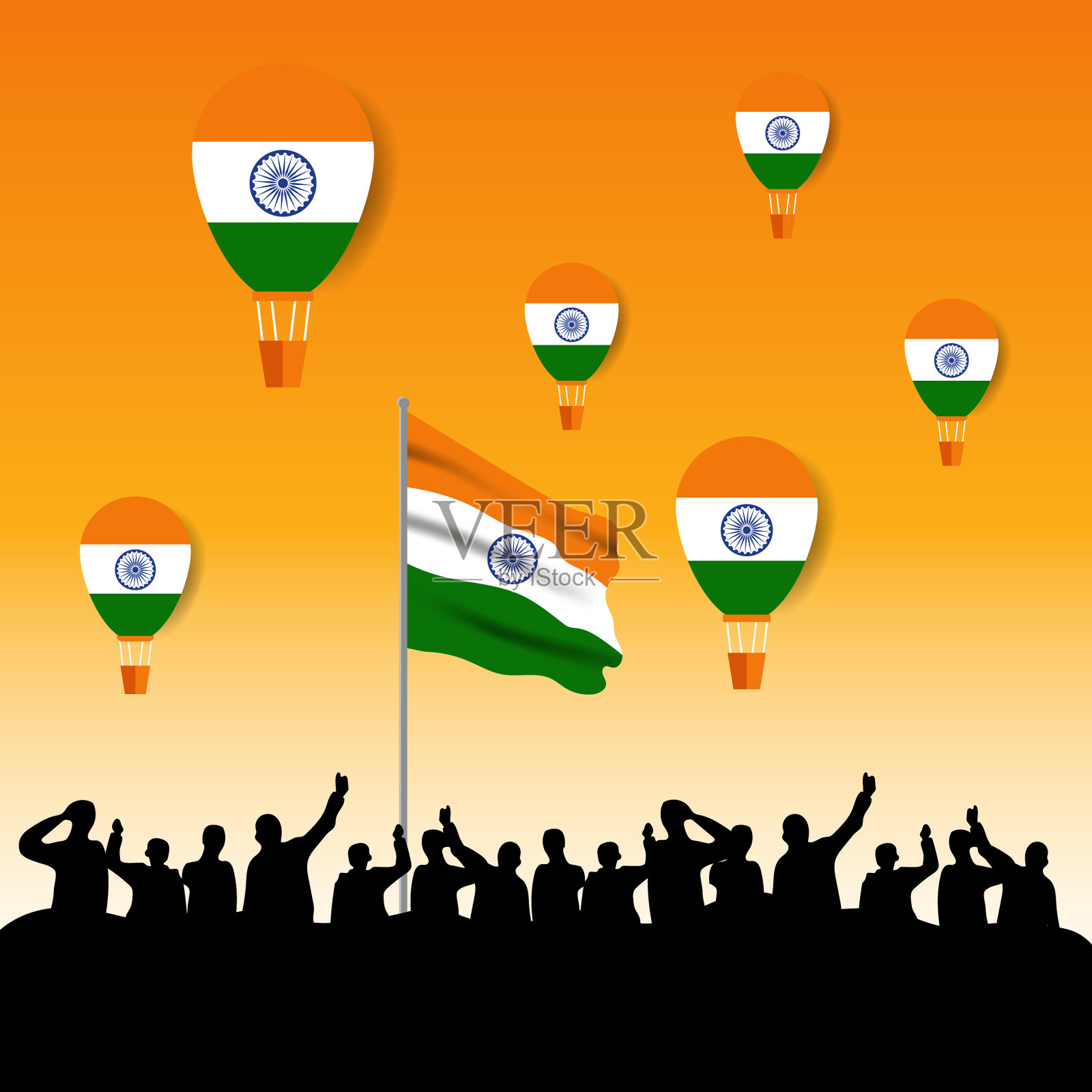 印度共和国日快乐插画图片素材