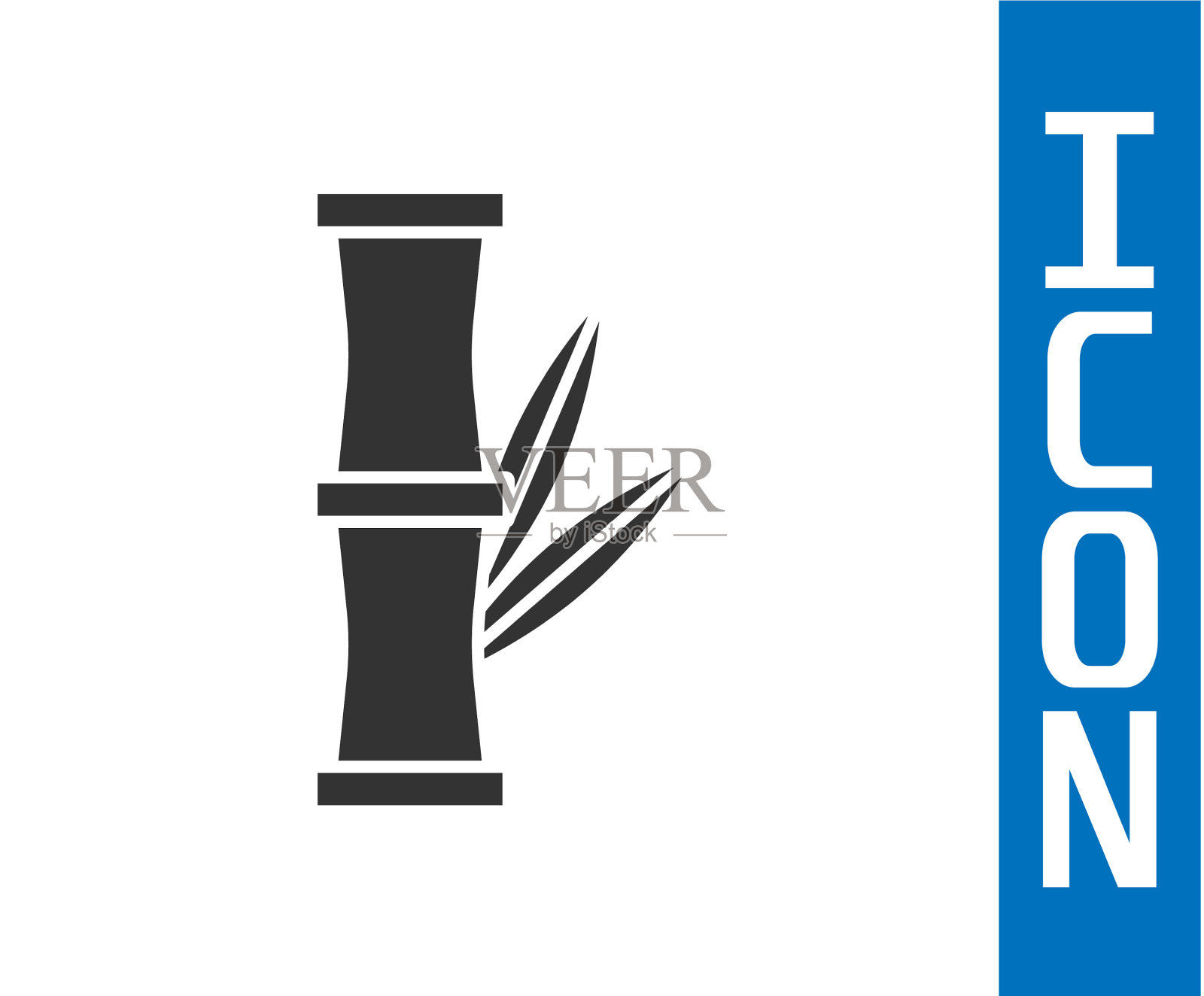 灰色的竹子图标孤立在白色的背景插画图片素材