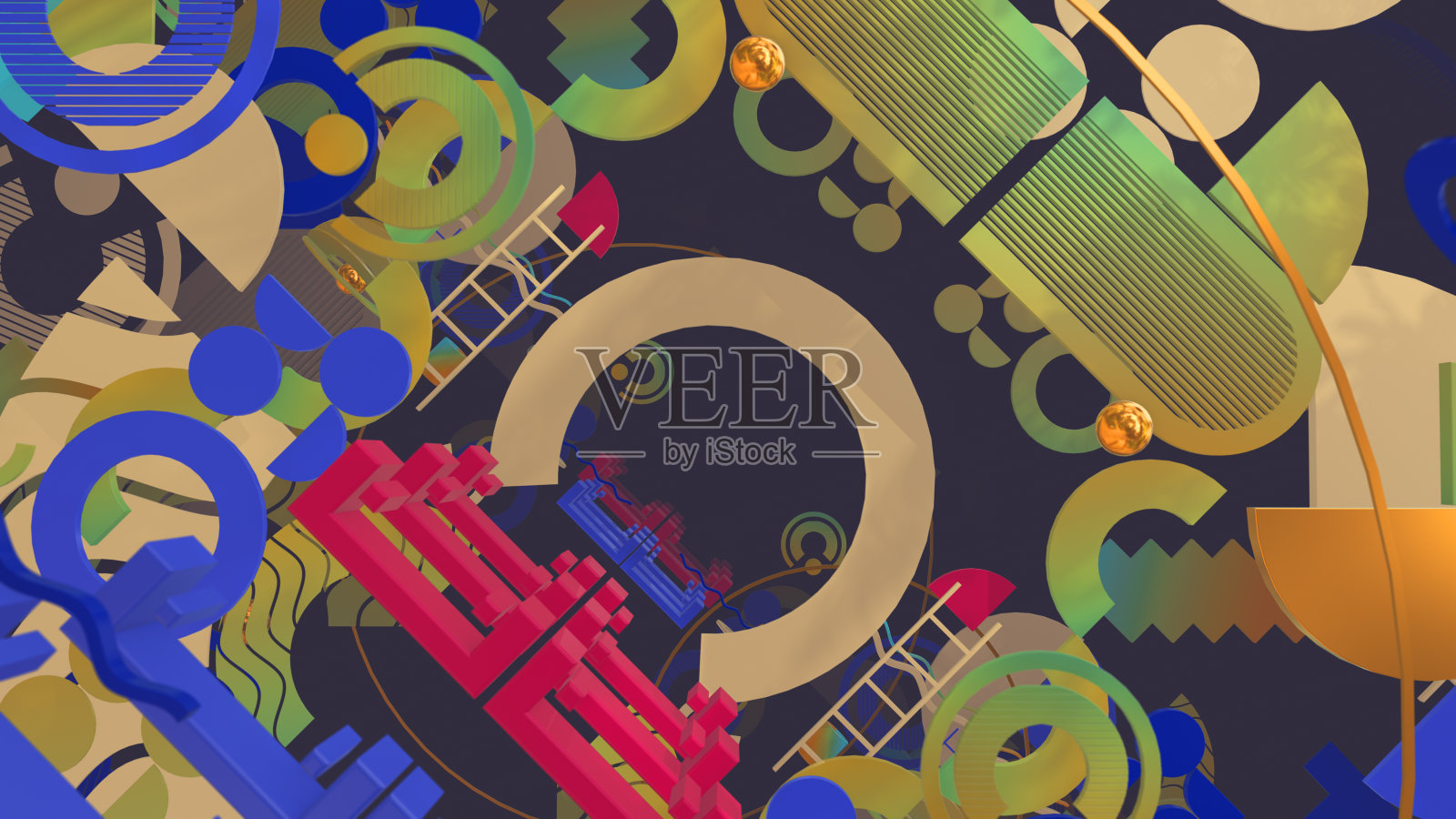 平面风格3D几何体照片摄影图片