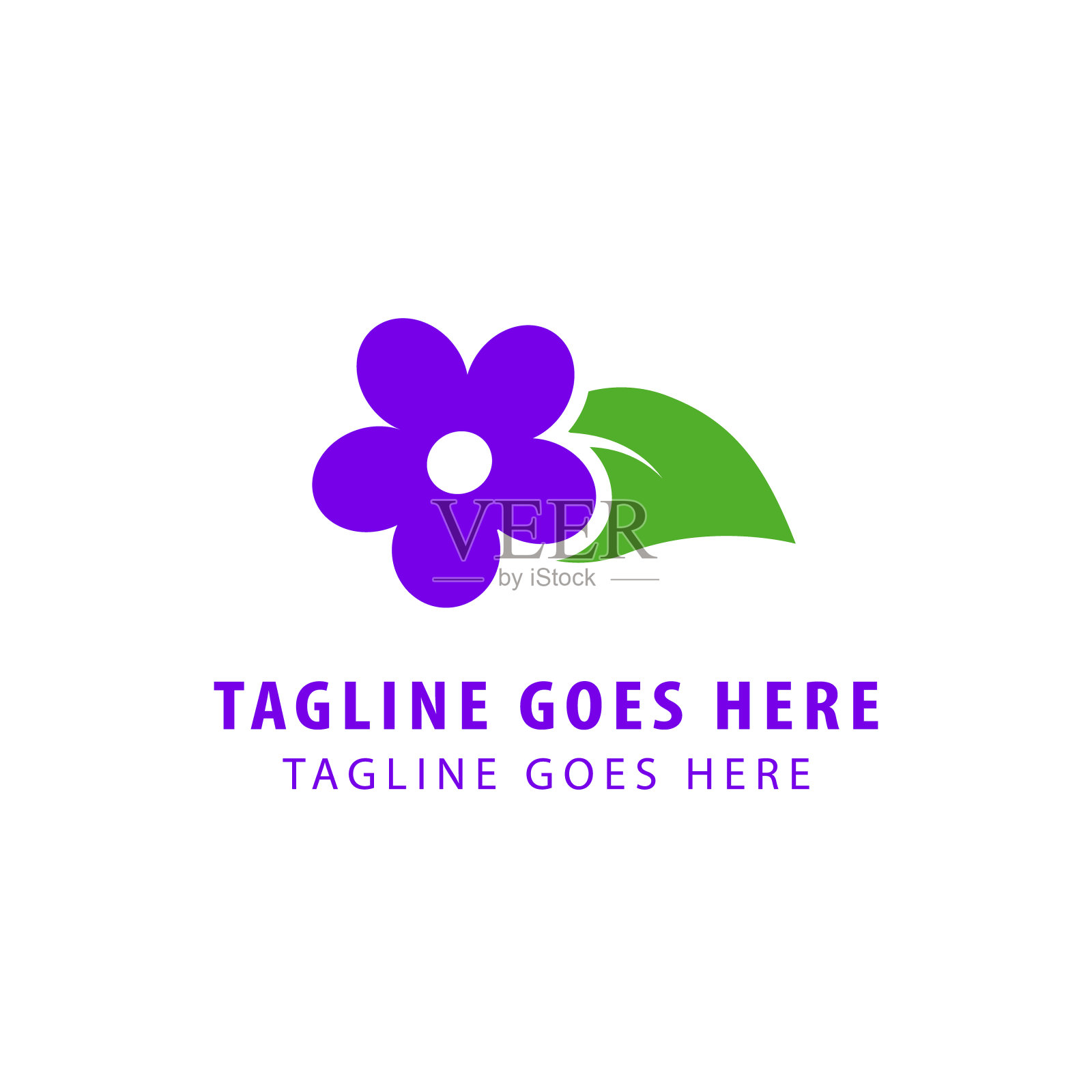 紫罗兰花标志设计模板。紫罗兰花象征图标。插画图片素材