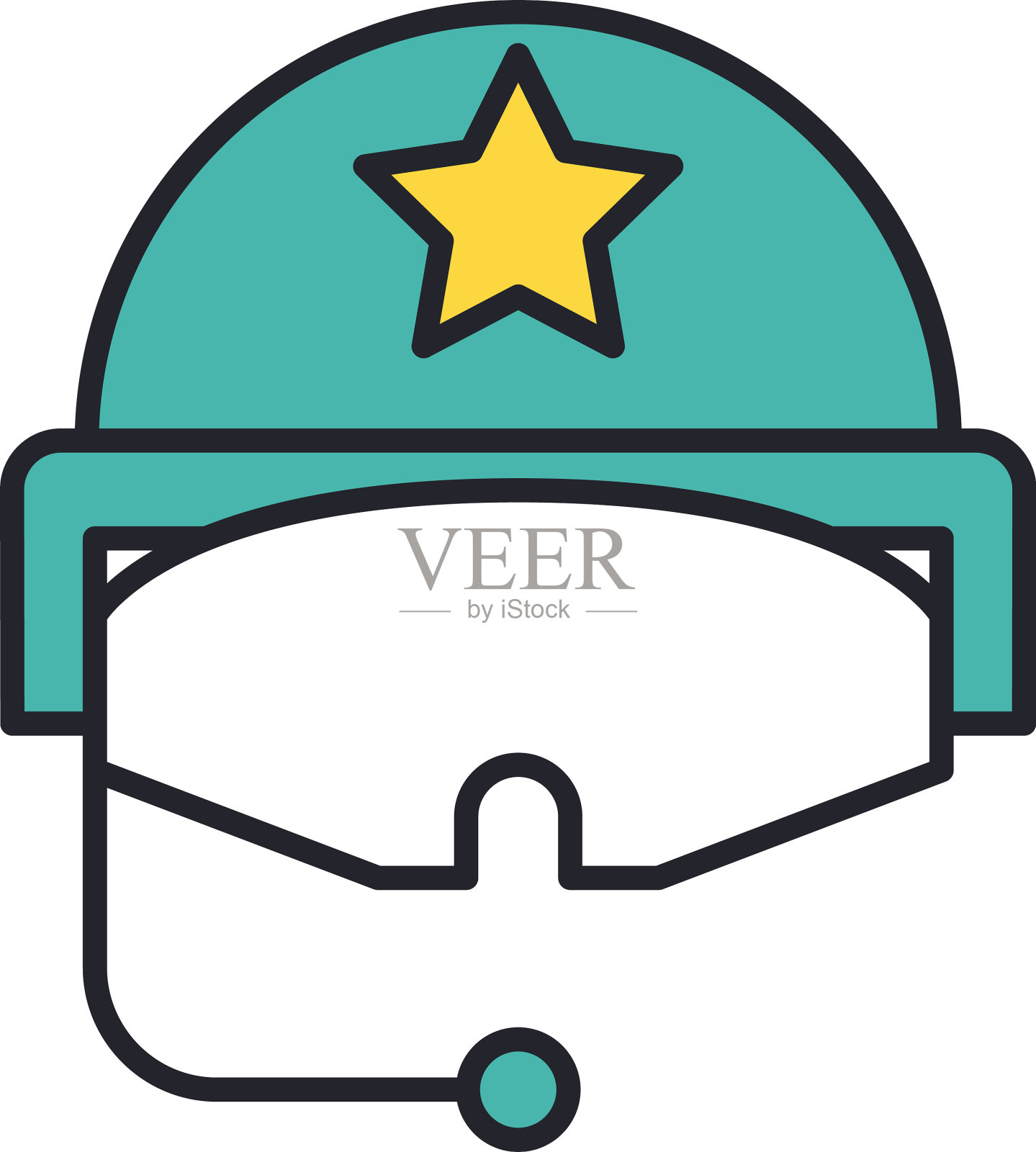 军用头盔与麦克风线和插画图片素材