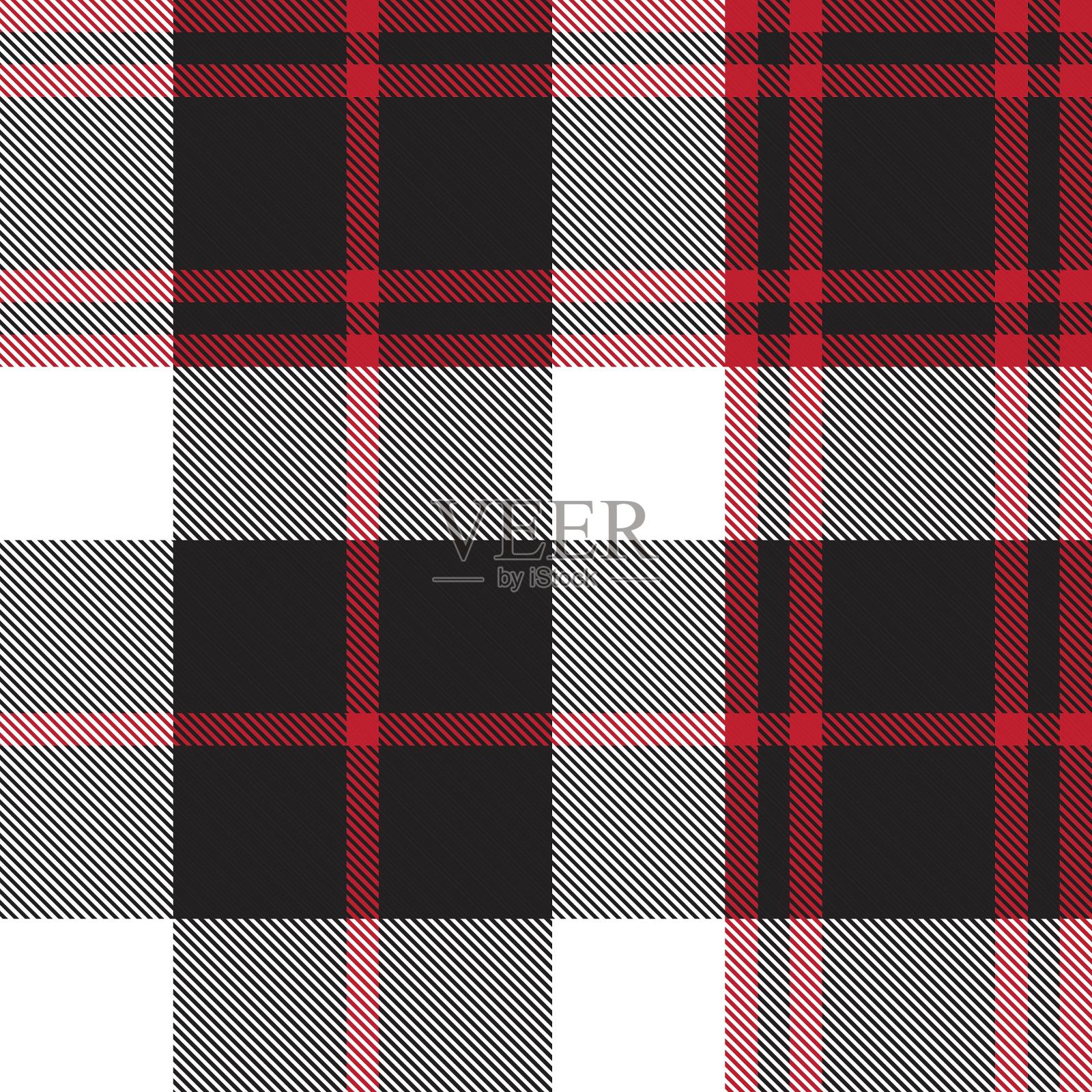 红色格子呢格子无缝图案插画图片素材