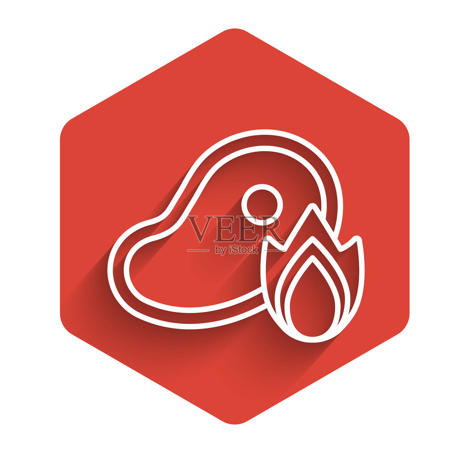 白线烤牛排肉和火火焰的图标图标素材