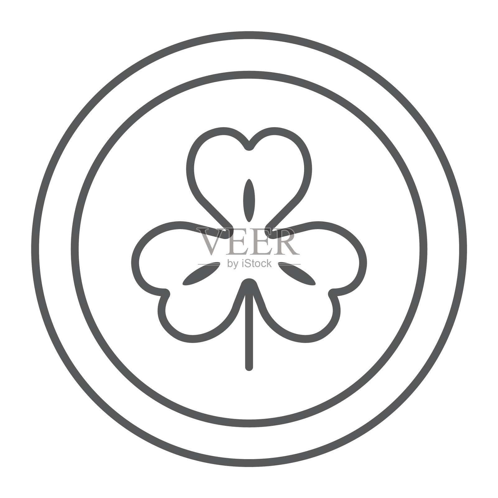 硬币与三叶草细线圣帕特里克节图标图标素材