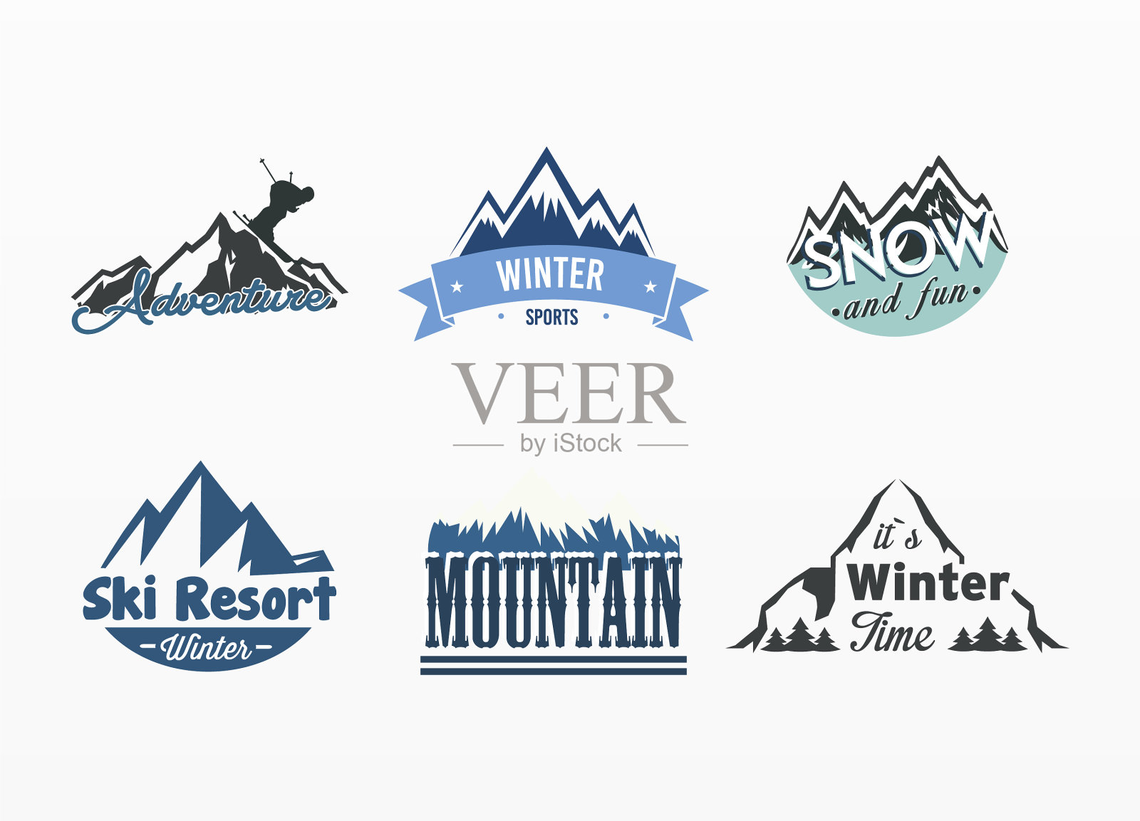 各种山地运动标志插画图片素材