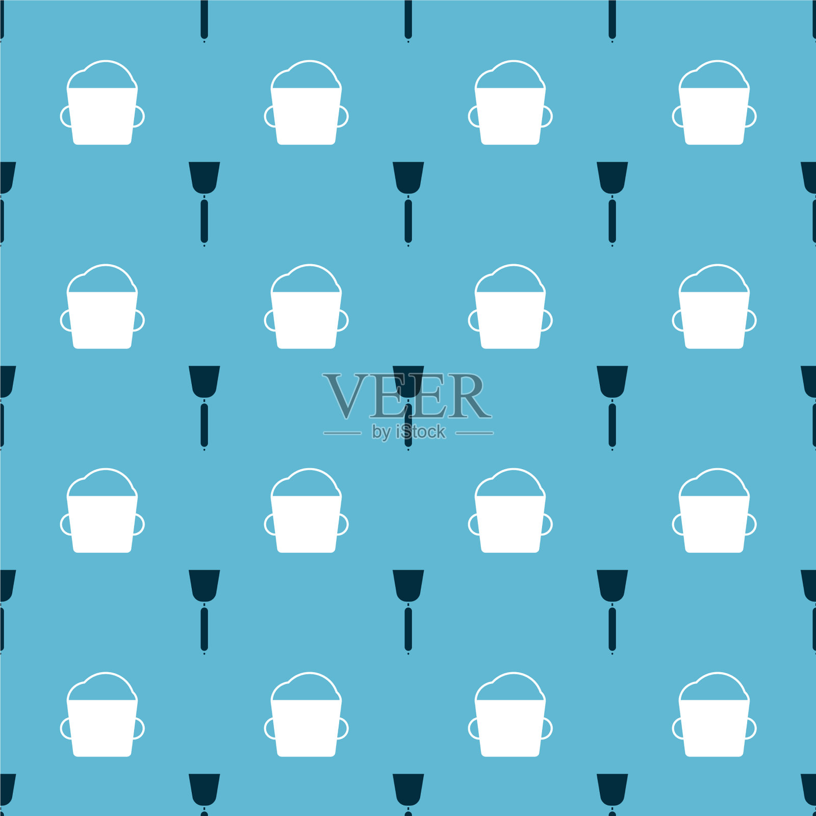 把抹刀和面包碗里的生面团放在无缝面上图标素材