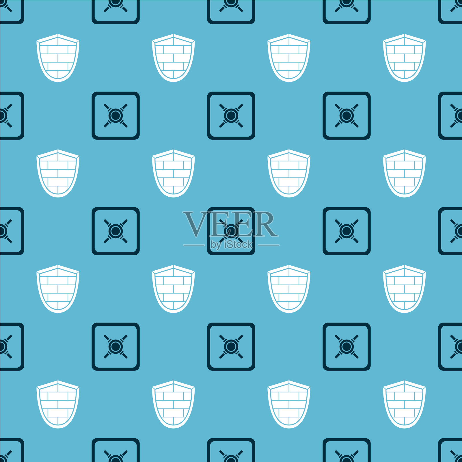 用网络安全砖墙设置安全屏障图标素材