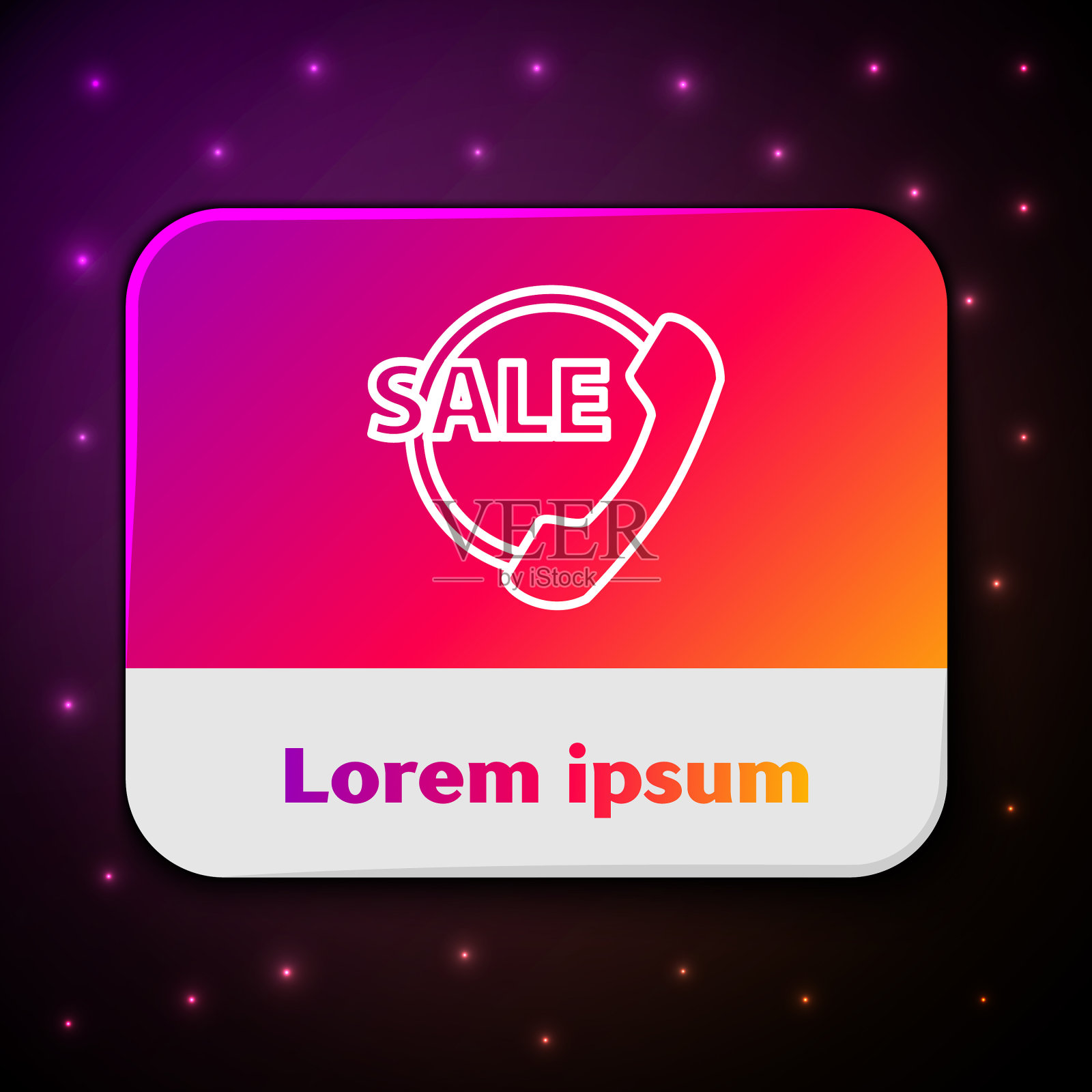 白线电话24小时支持图标插画图片素材