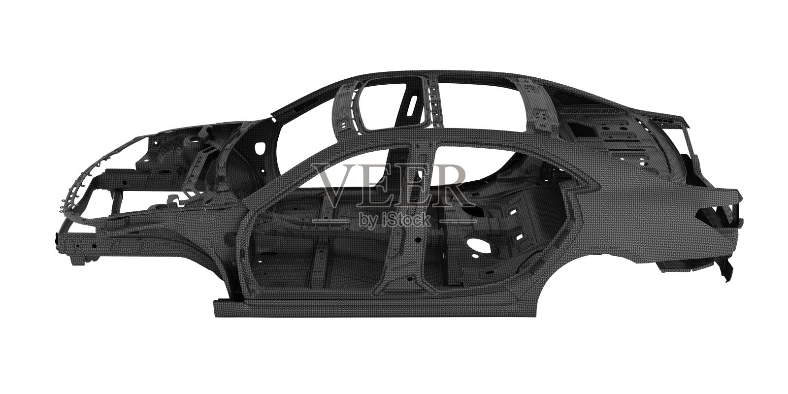 碳车身汽车孤立在白色背景3d插图没有阴影照片摄影图片