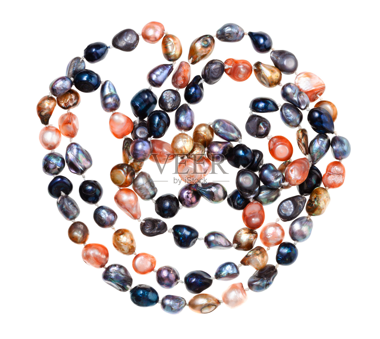 缠结的项链从河珠珠孤立照片摄影图片