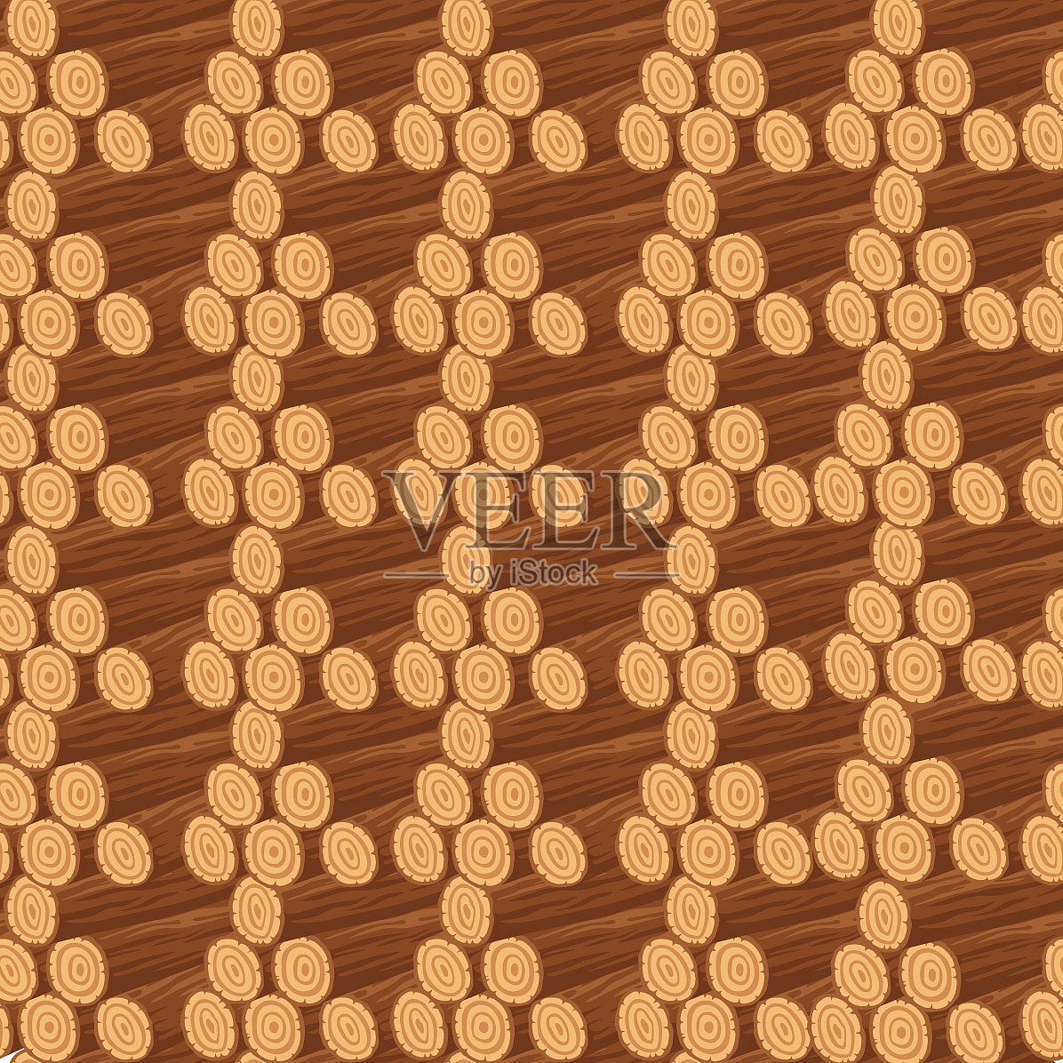 无缝模式堆叠原木平插画图片素材