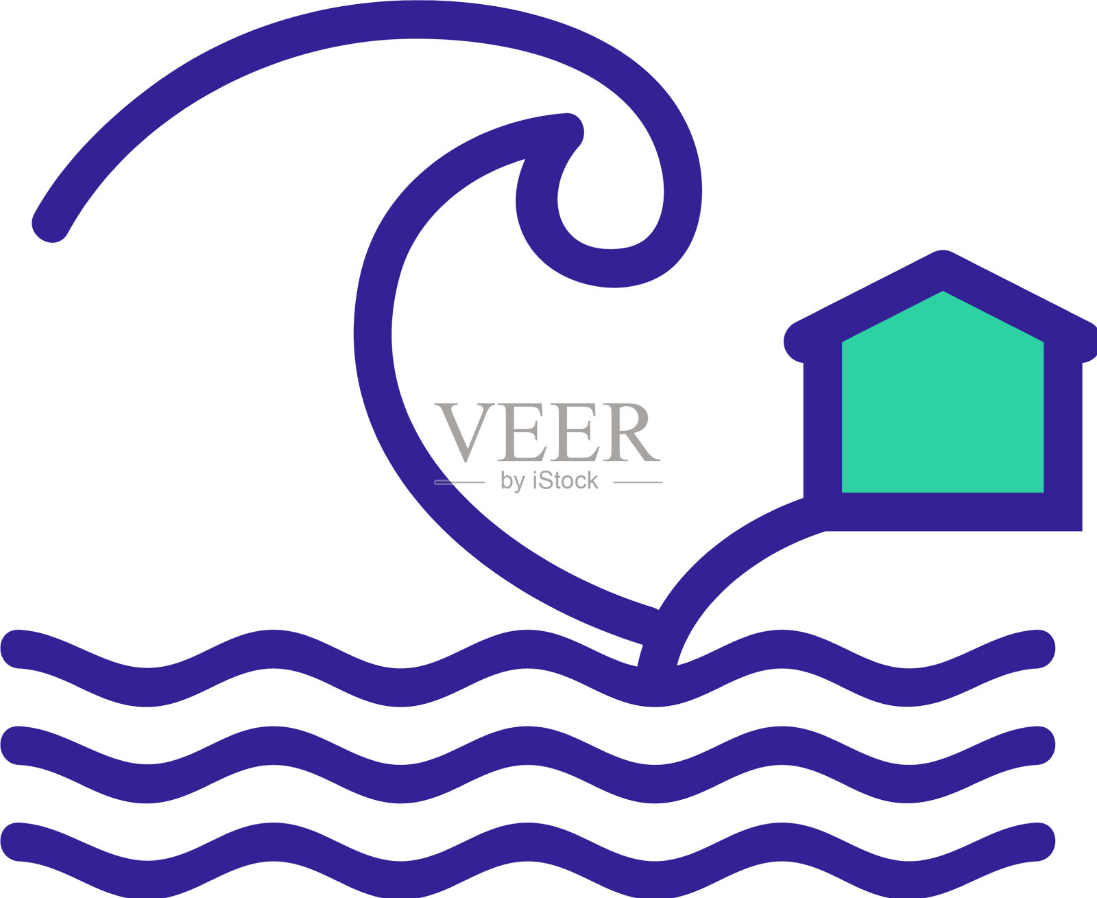 海啸图标孤立轮廓符号设计元素图片