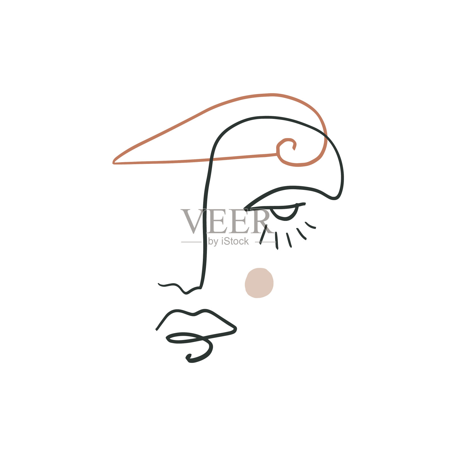 波西米亚线条勾勒女人脸庞时尚美设计元素图片