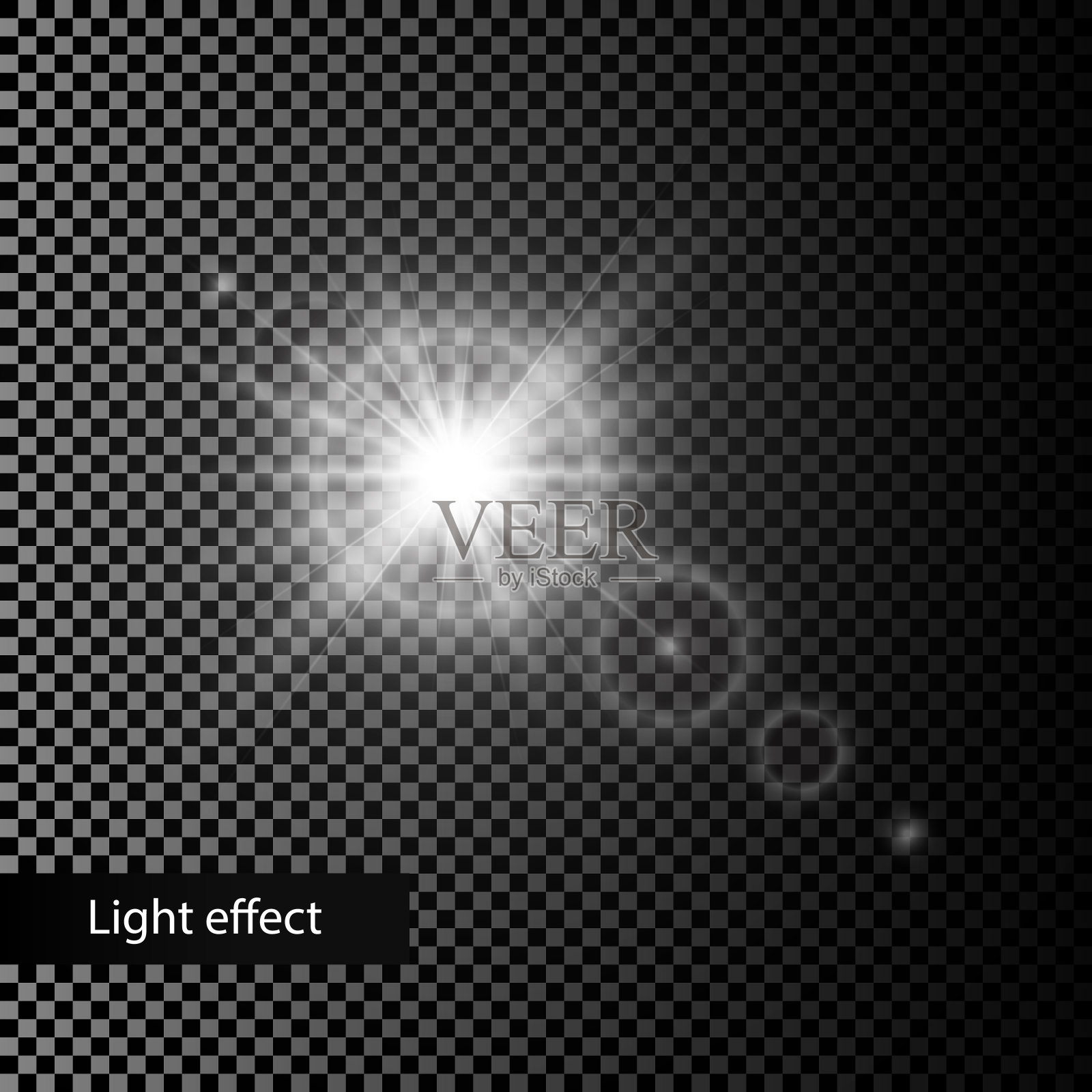 光效果与透明隔离的格子矢量背景。白光爆发设计元素图片