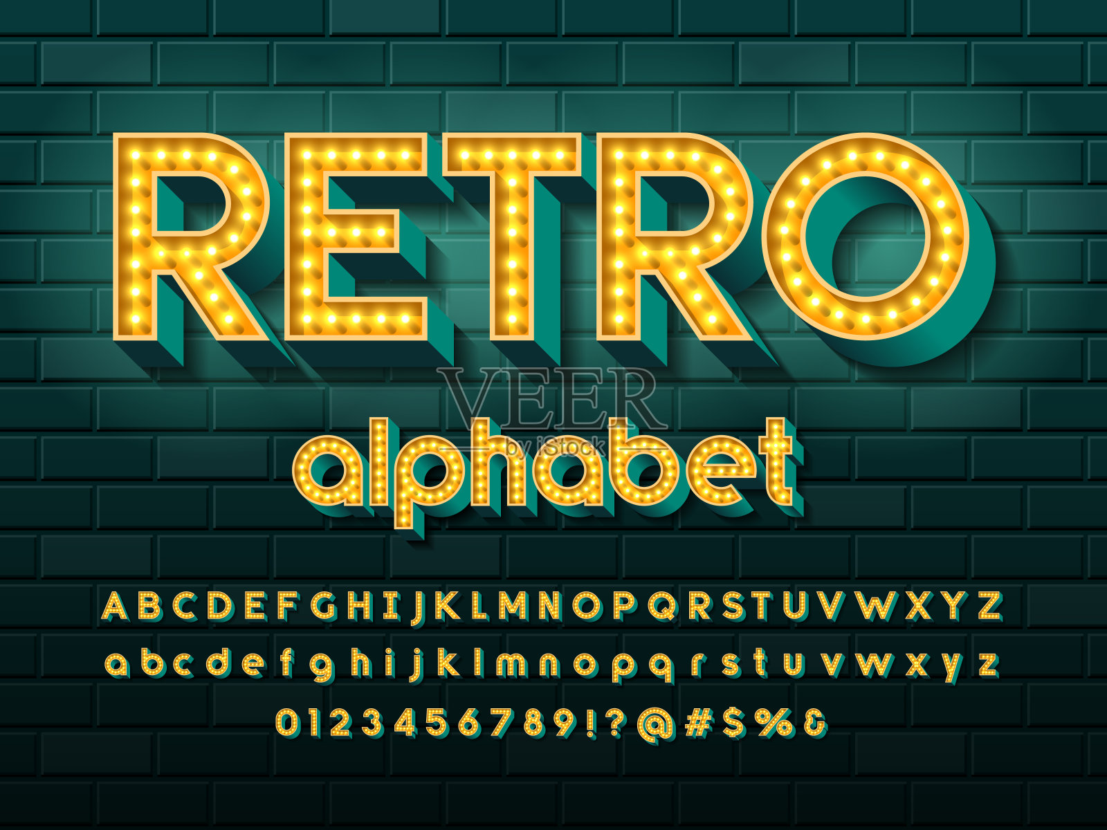 灯泡的字体插画图片素材