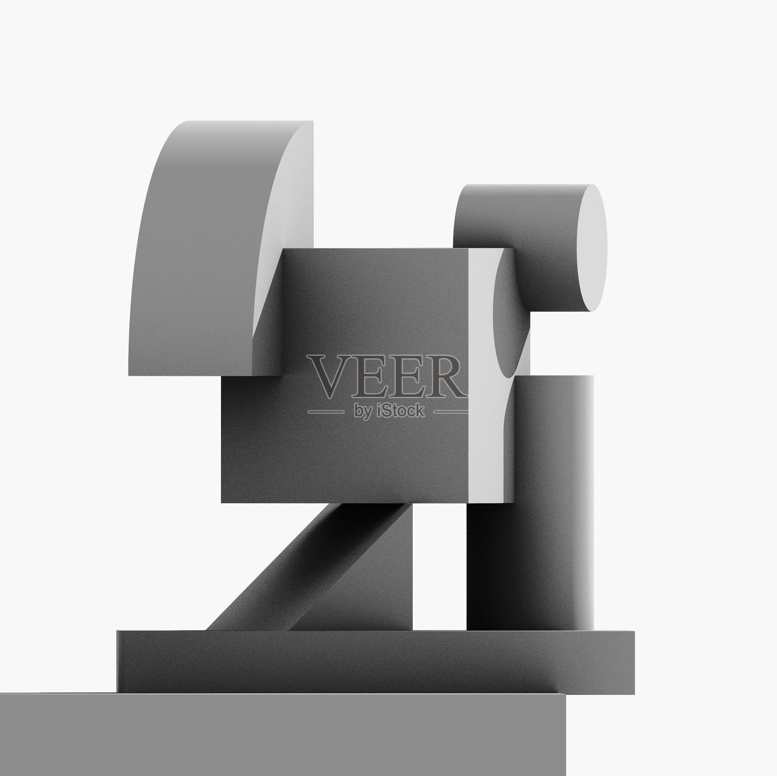 几何形状的抽象建筑构成。现代抽象雕塑。3 d演示。照片摄影图片