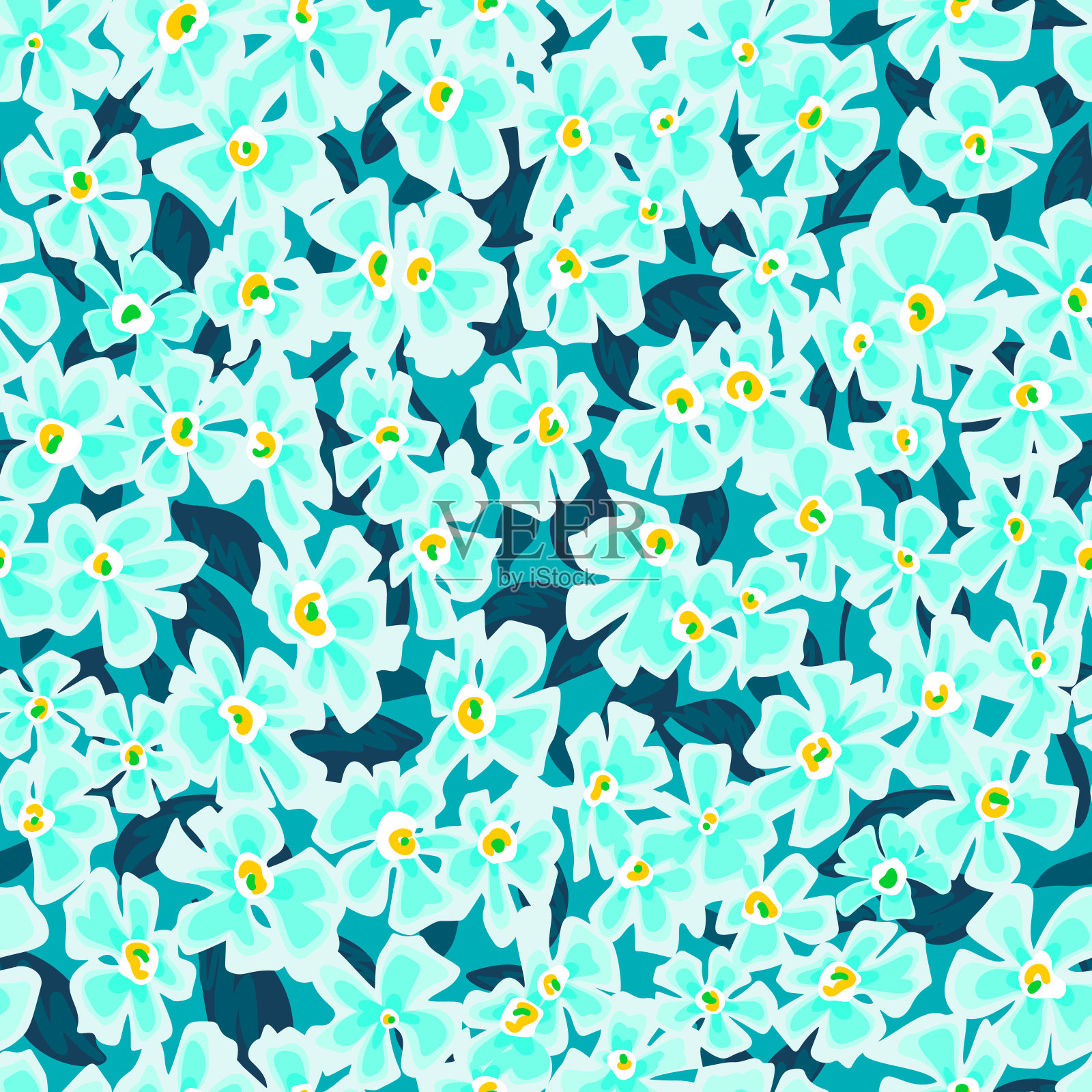 夏季自然植物插图。无缝图案的装饰雏菊花。粗心大意的草地点缀。复古风格的简单花卉背景。适用于时装、面料和纺织品。插画图片素材