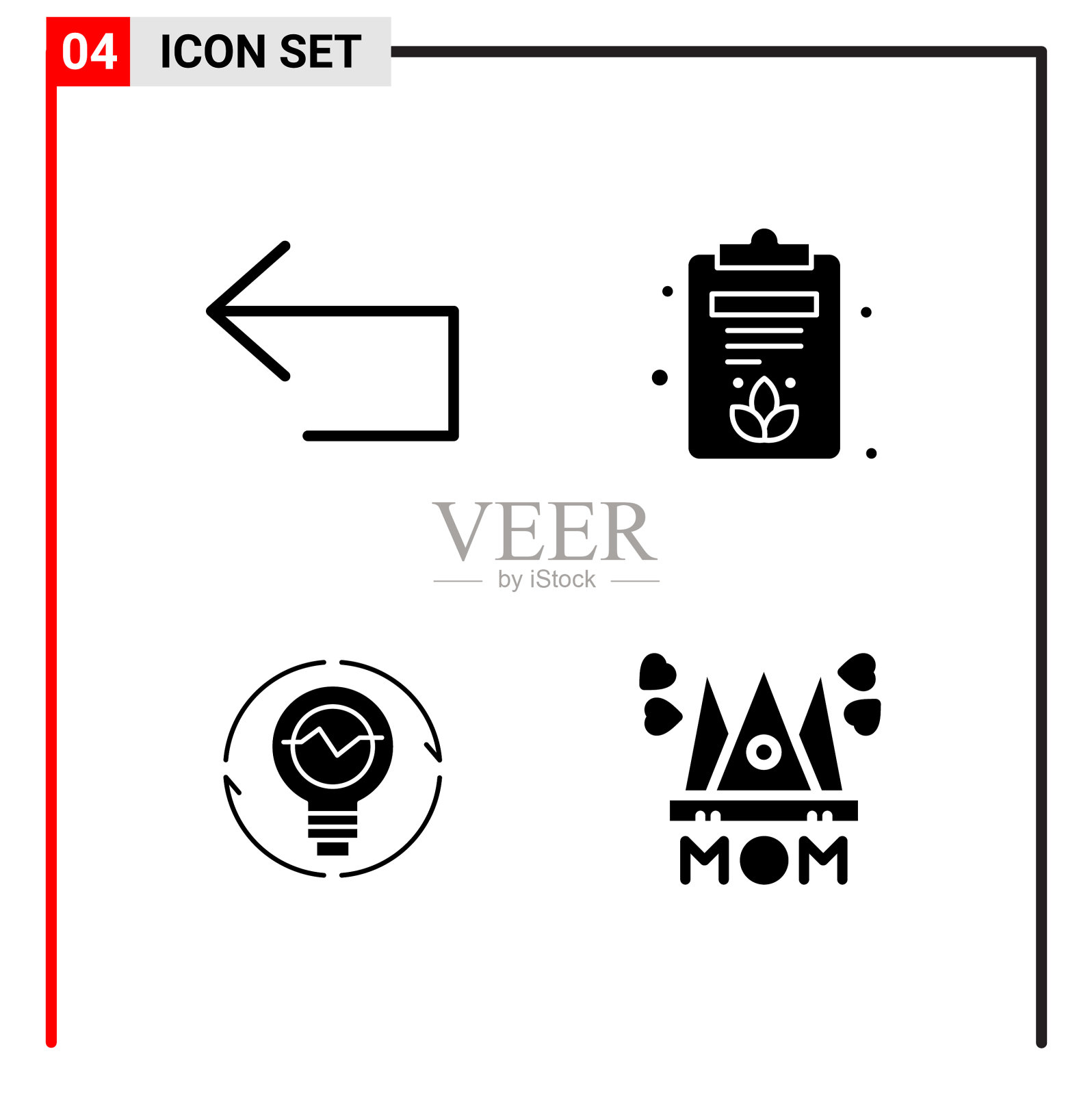 4个通用图标用于网站设计打印和图标素材