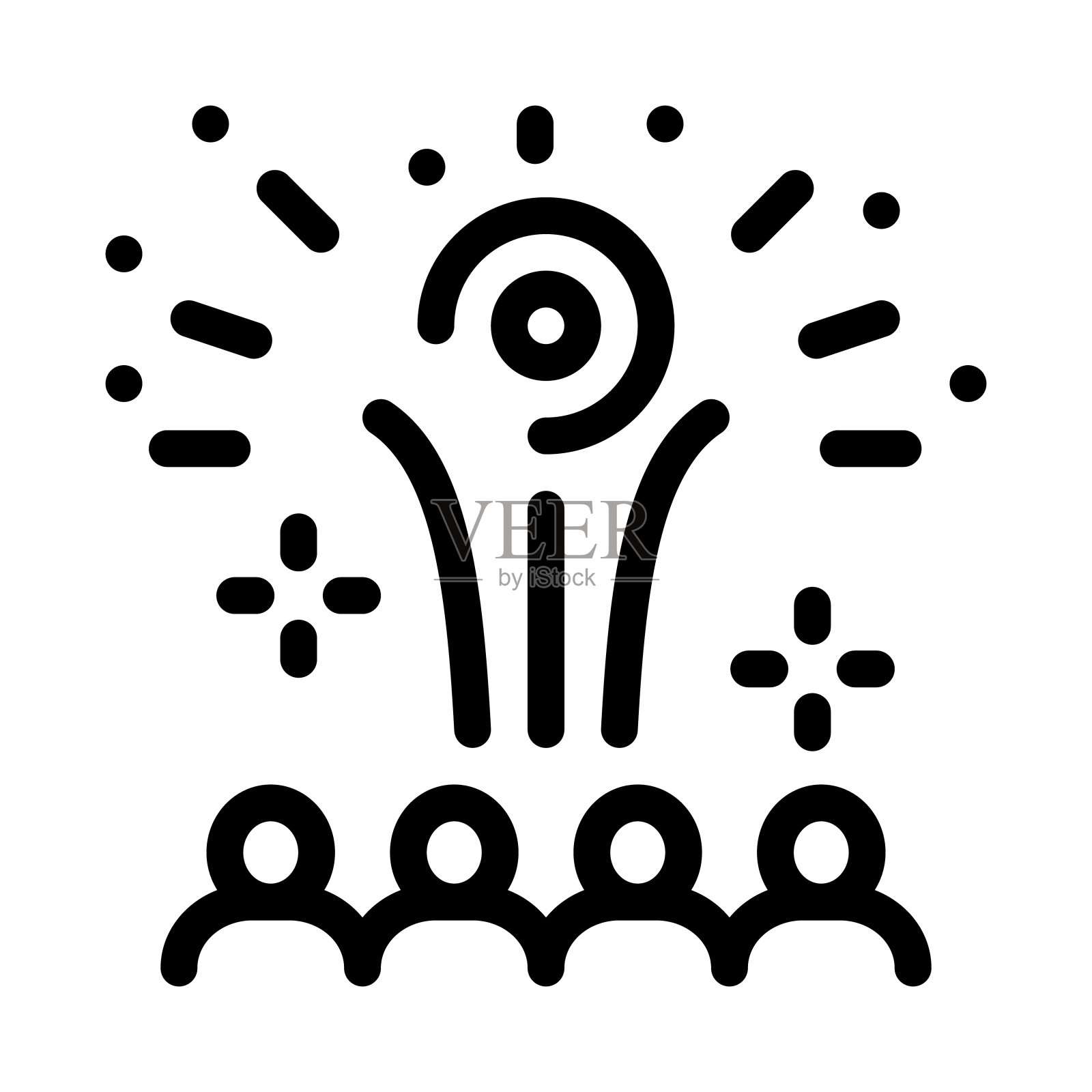 由人们沉思的烟花图标矢量轮廓插图插画图片素材