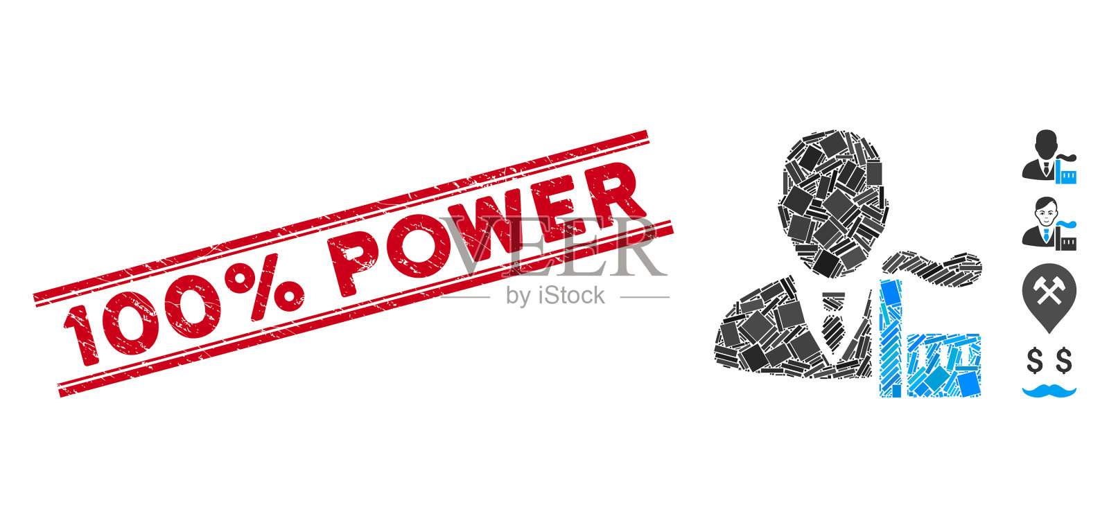 资本主义寡头马赛克和刮100插画图片素材