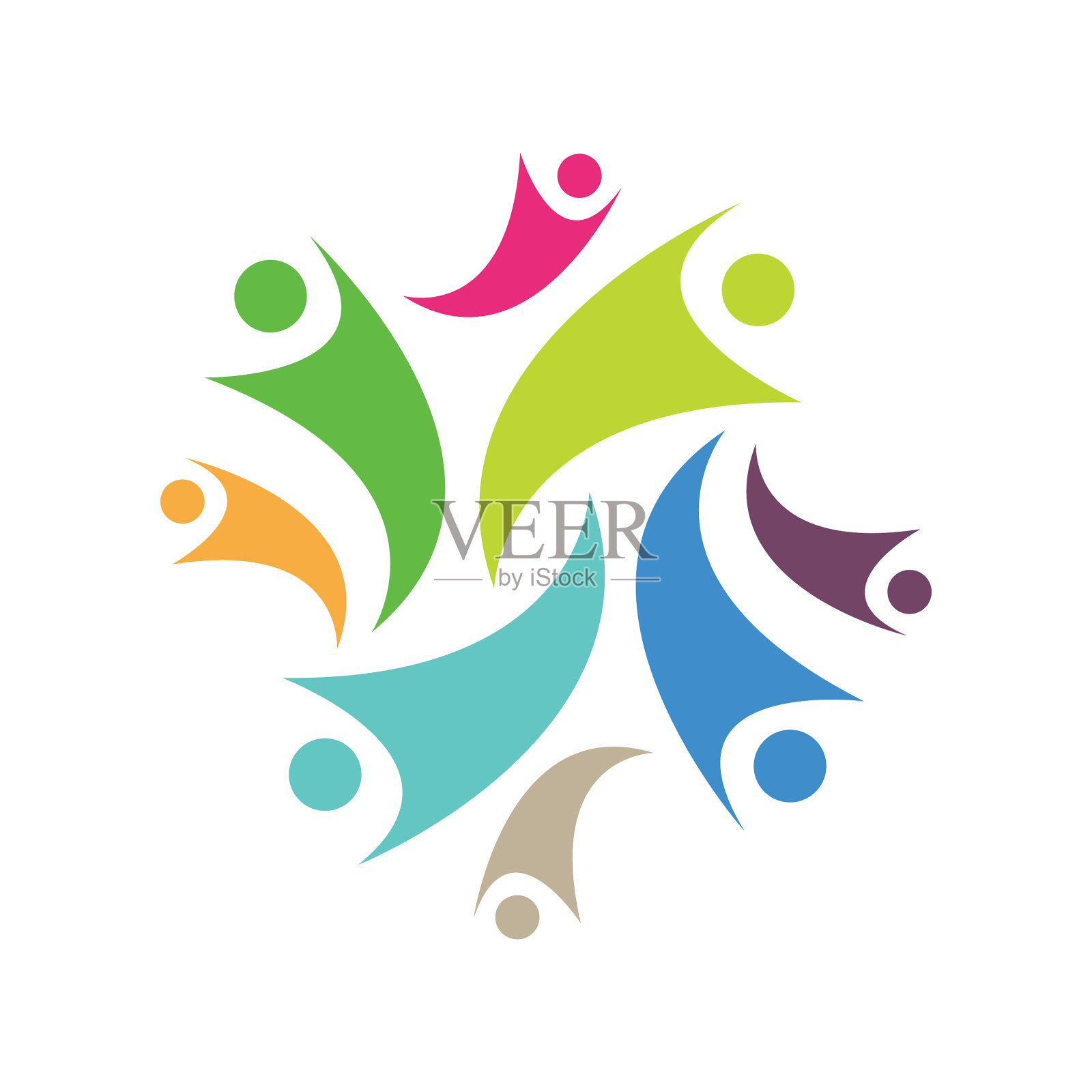 多彩多样团结人民社区标志图标素材