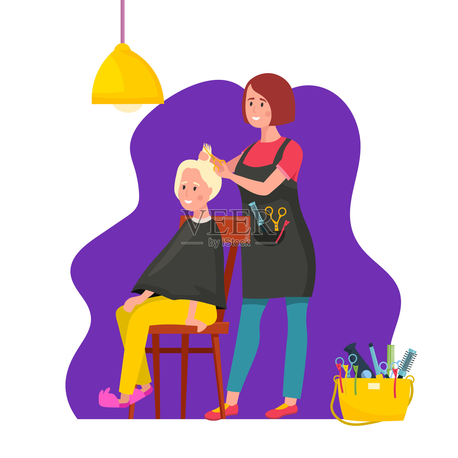 理发师期间的工作插画图片素材