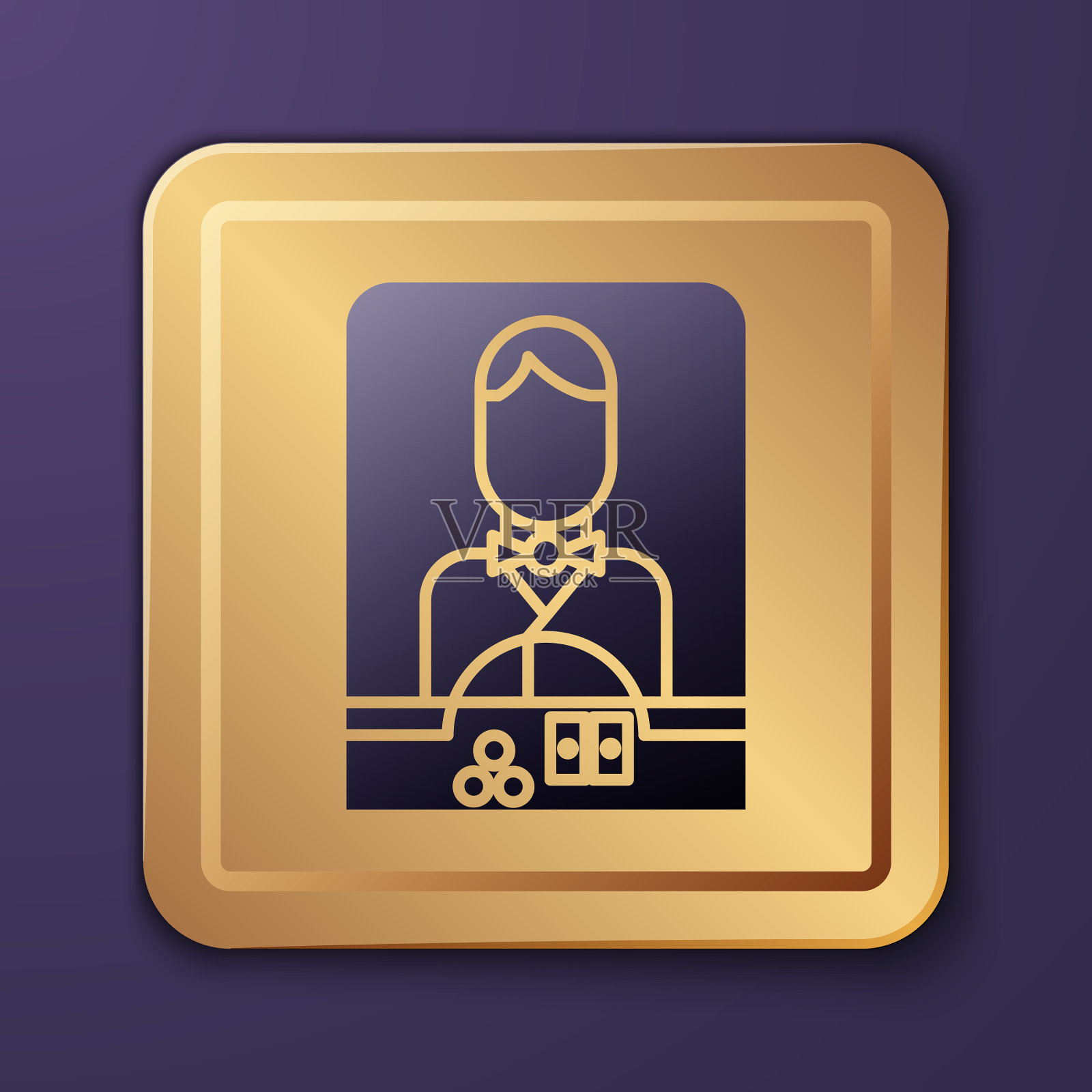 紫色赌场经销商图标孤立在紫色上插画图片素材