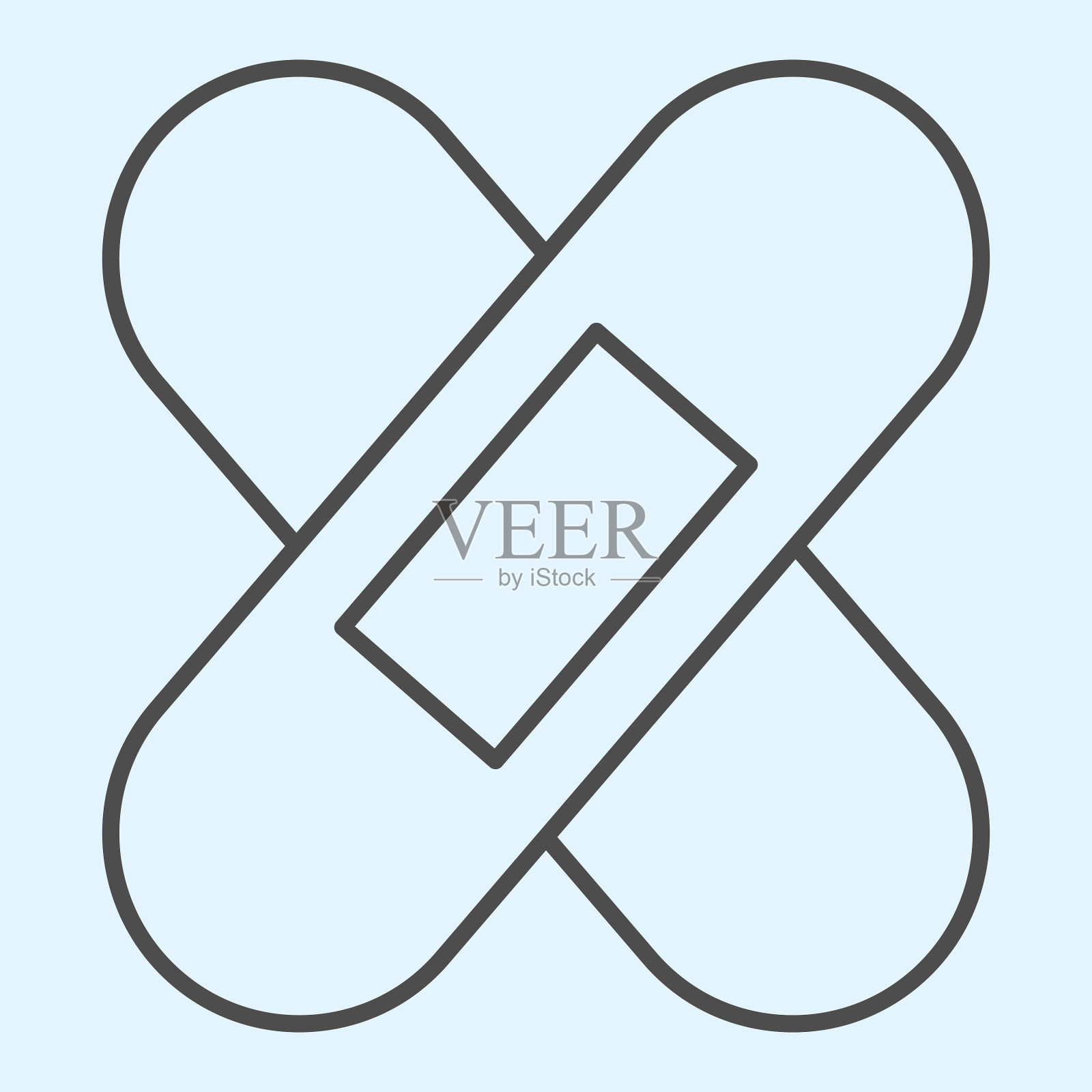 创可贴细线图标急救交叉石膏图标素材