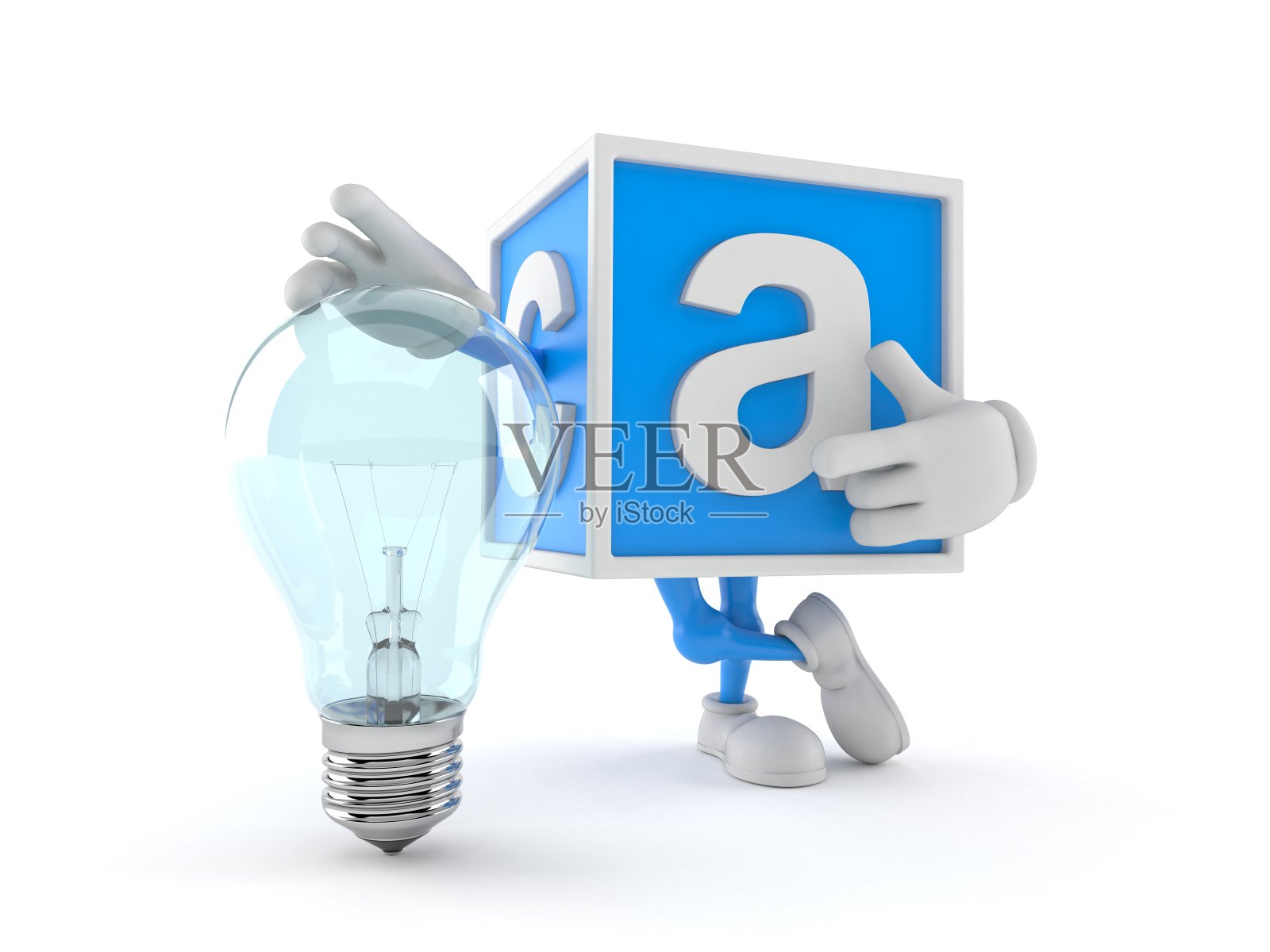 带灯泡的玩具积木角色照片摄影图片