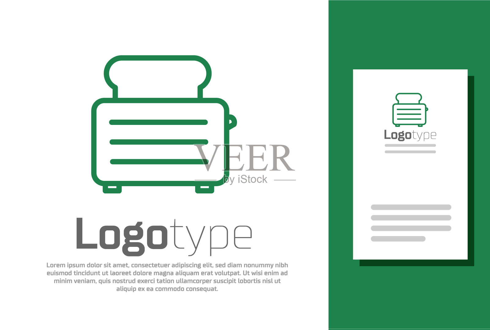 绿色线烤面包机与祝酒图标隔离图标素材