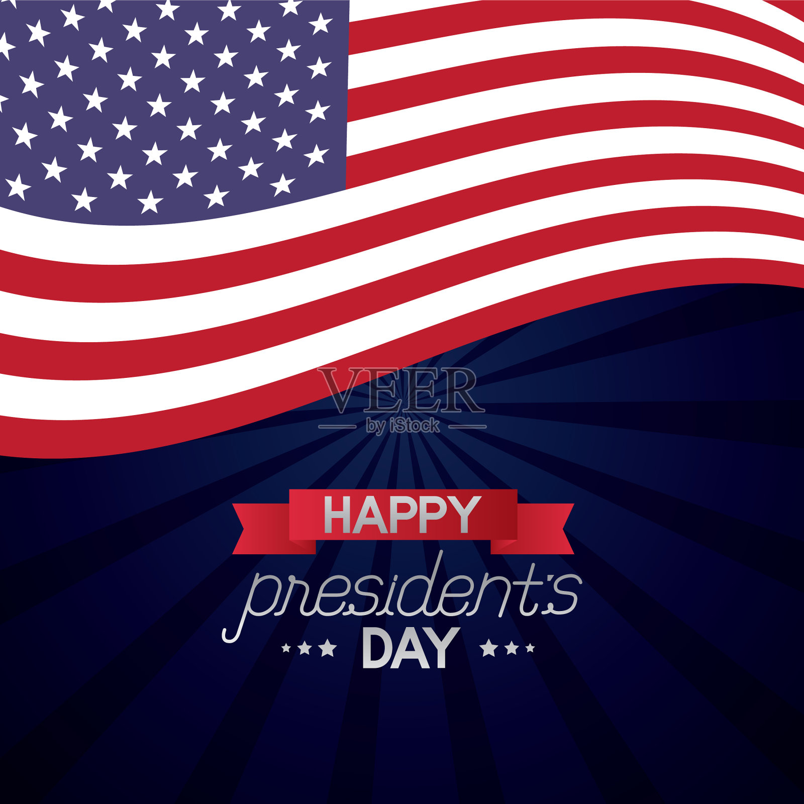 总统日快乐庆祝海报与旗帜插画图片素材