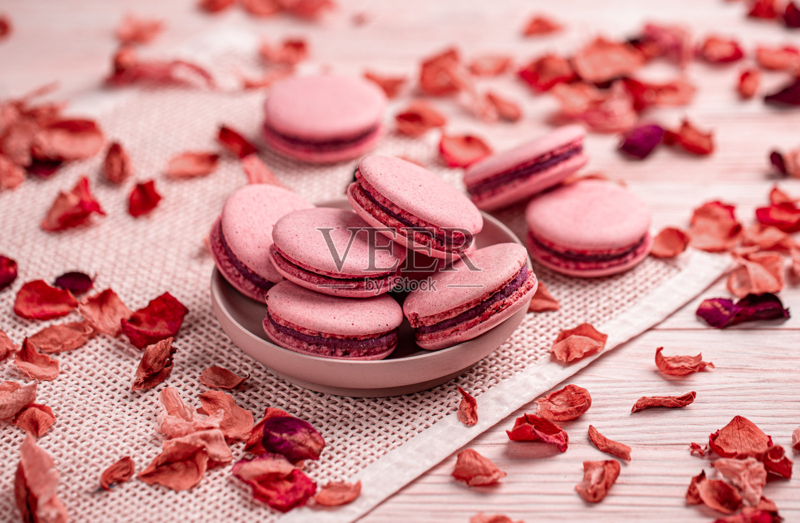 马卡龙或马卡龙饼干照片摄影图片